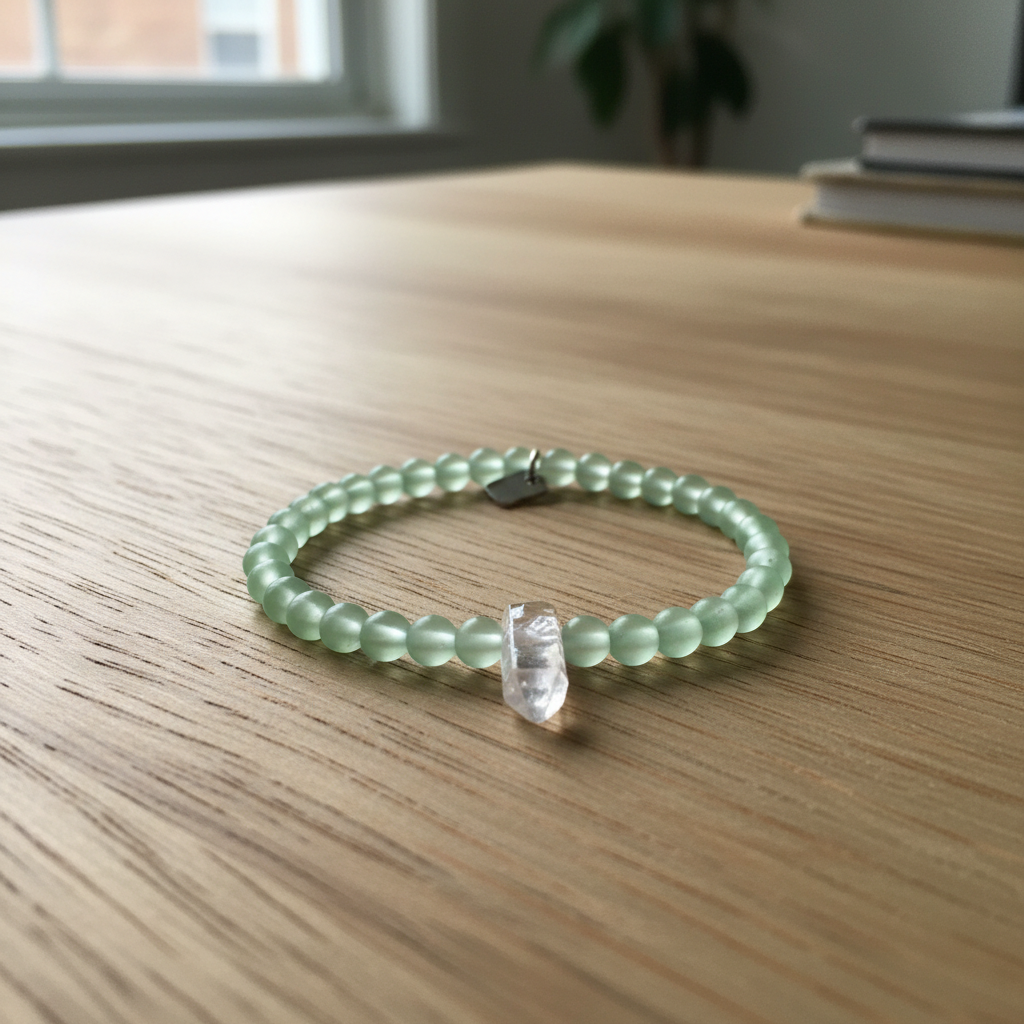 Pura Vida Green Quartz Intention Stretch Bracelet