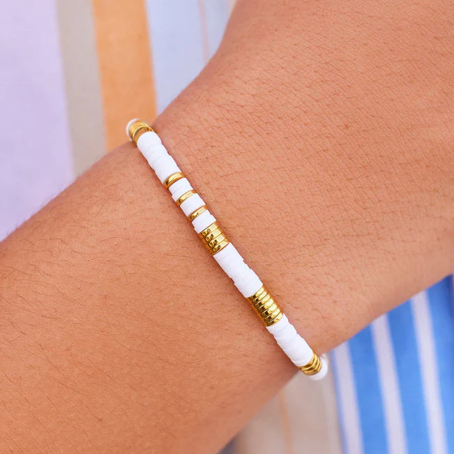 Pura Vida White Disc Stretch Bracelet