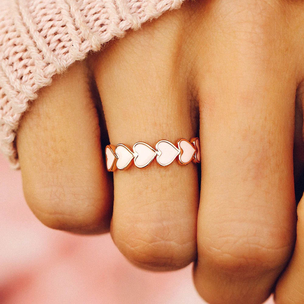 Pura Vida Love Hearts Enamel Band Ring