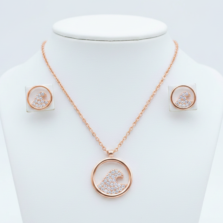 Pura Vida Pave Wave Necklace & Earring Set