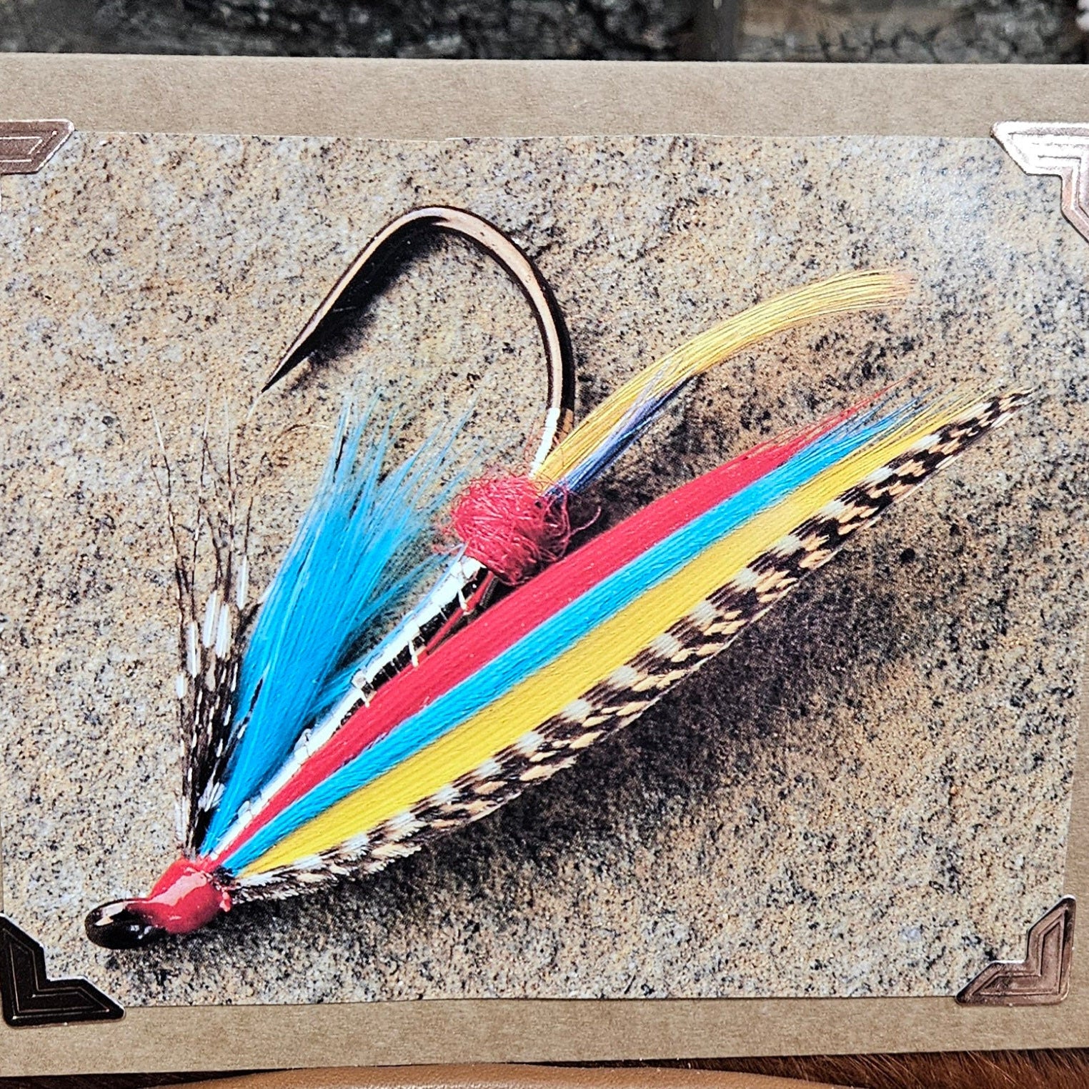 Beautifully Hand Crafted Custom Created Greeting Card Series by Diane Stegman "Colorful Feather Fishing Lure"