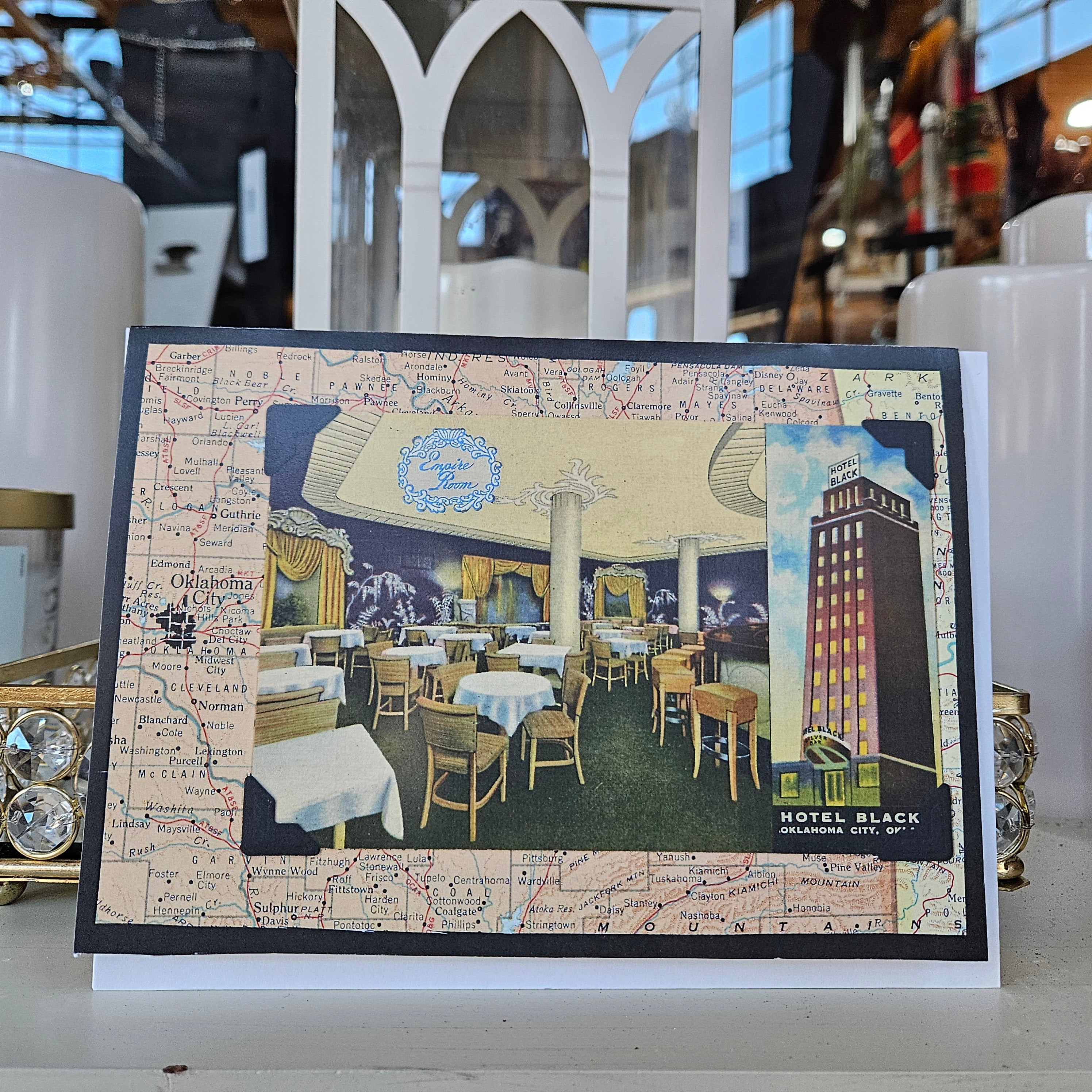 Beautifully Hand Crafted Custom Created Greeting Card Series by Diane Stegman "Hotel Black Oklahoma"