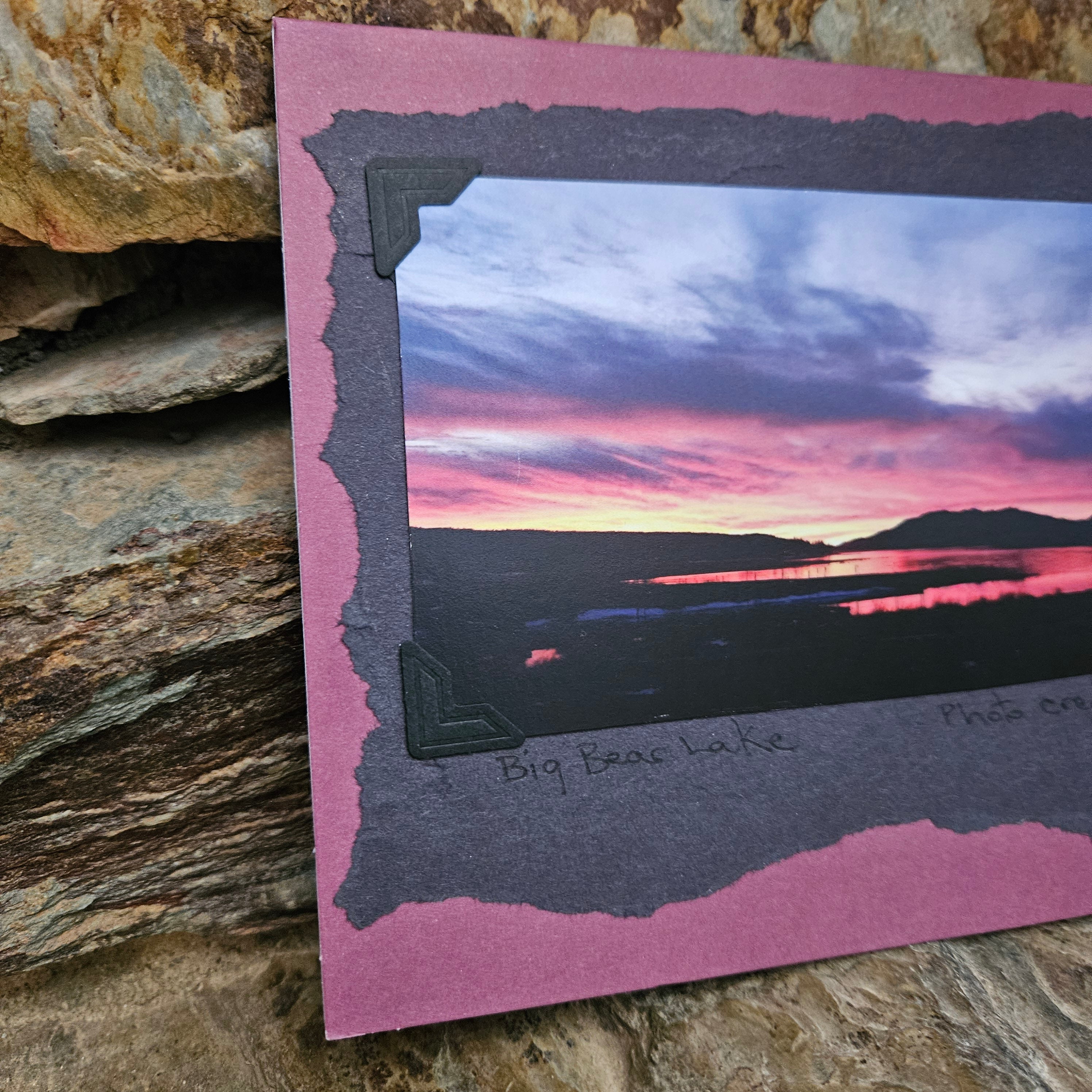 Beautifully Hand Crafted Custom Created Greeting Card Series by Diane Stegman "Big Bear Lake Sunset, California"