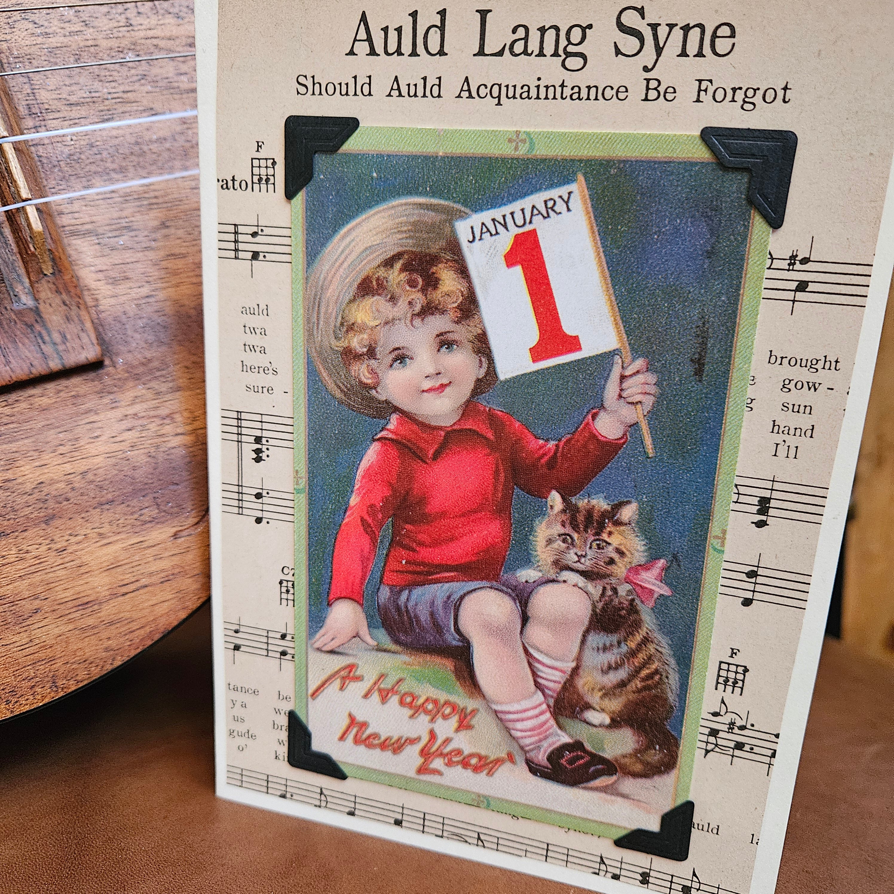 Beautifully Hand Crafted Custom Created Greeting Card Series by Diane Stegman "Auld Lang Syne"