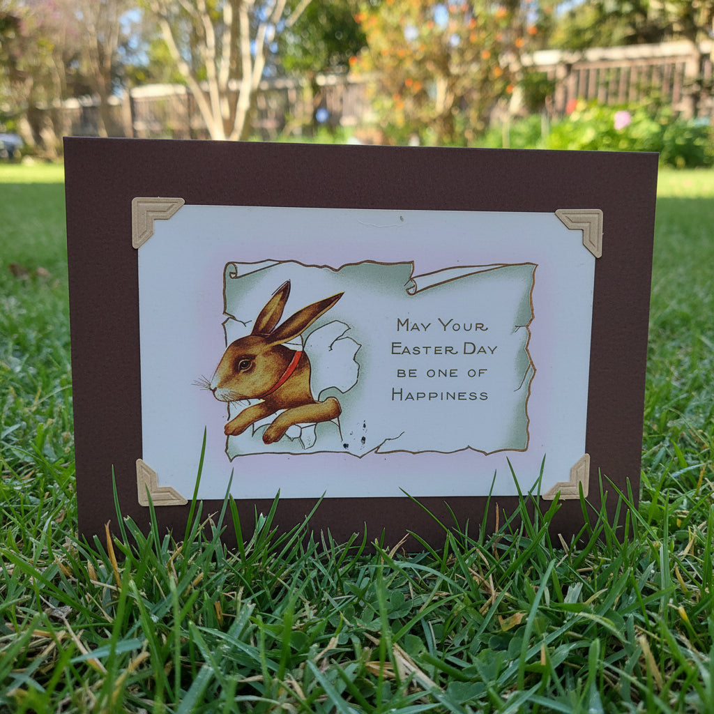 Beautifully Hand Crafted Custom Created Greeting Card Series by Diane Stegman "Easter Rabbit"