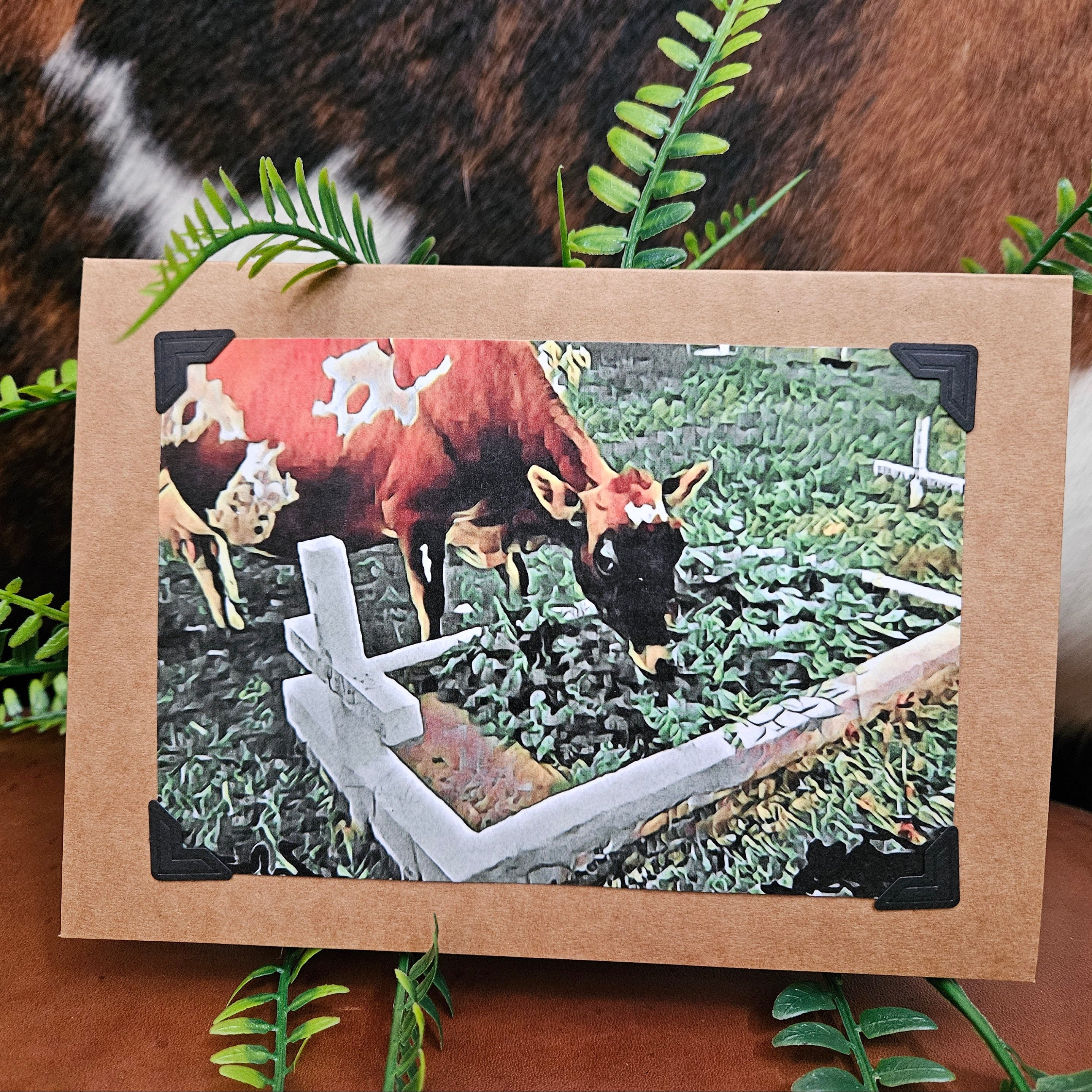 Beautifully Hand Crafted Custom Created Greeting Card Series by Diane Stegman "Happy Cow"