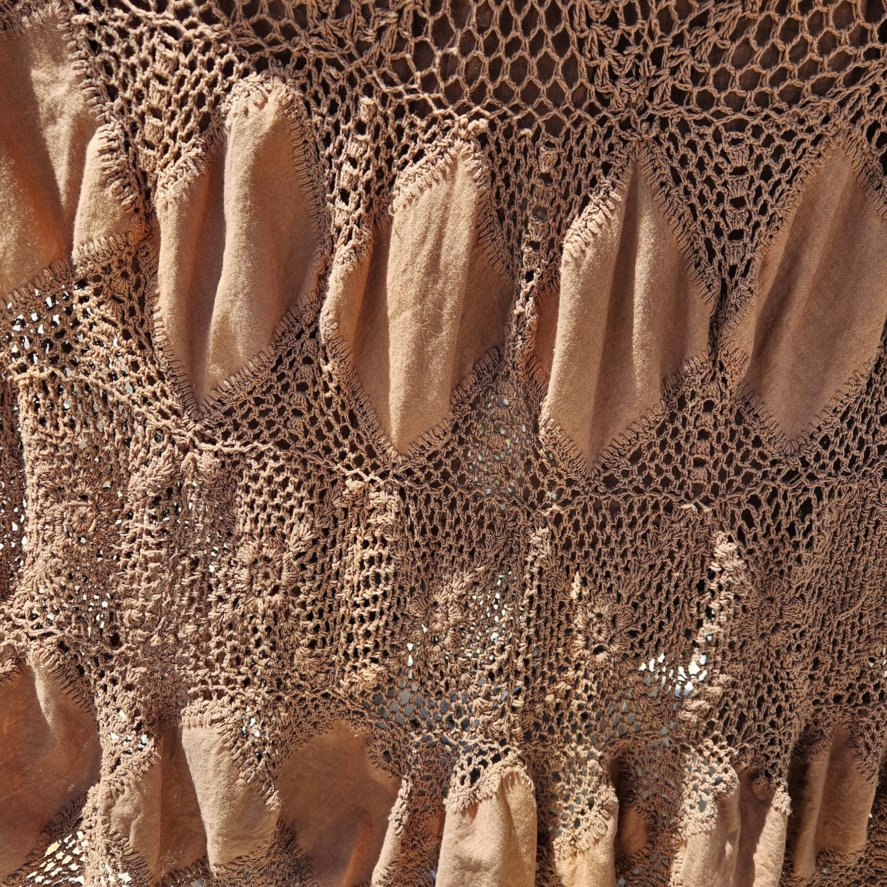 Vintage Bohemian Crochet Lase Brown Skirt