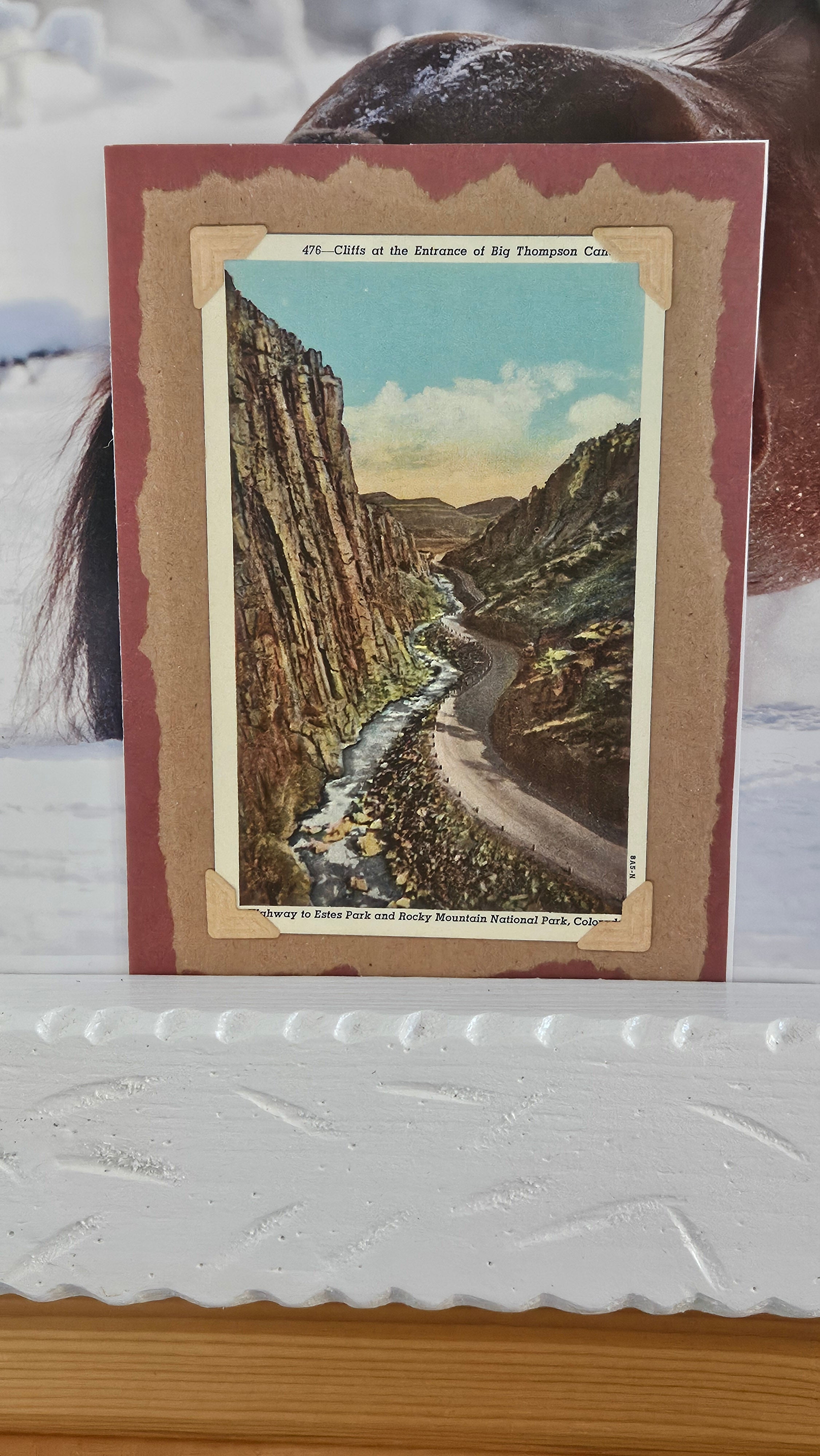 Beautifully Hand Crafted Custom Created Greeting Card Series by Diane Stegman "Cliffs at the Entrance of Big Thompson Canyon"