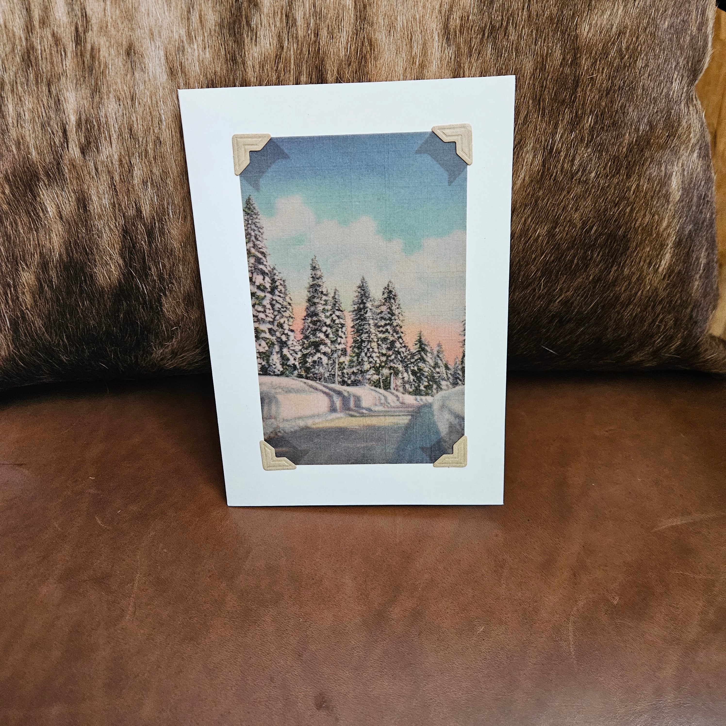 Beautifully Hand Crafted Custom Created Greeting Card Series by Diane Stegman "Snowy Road"