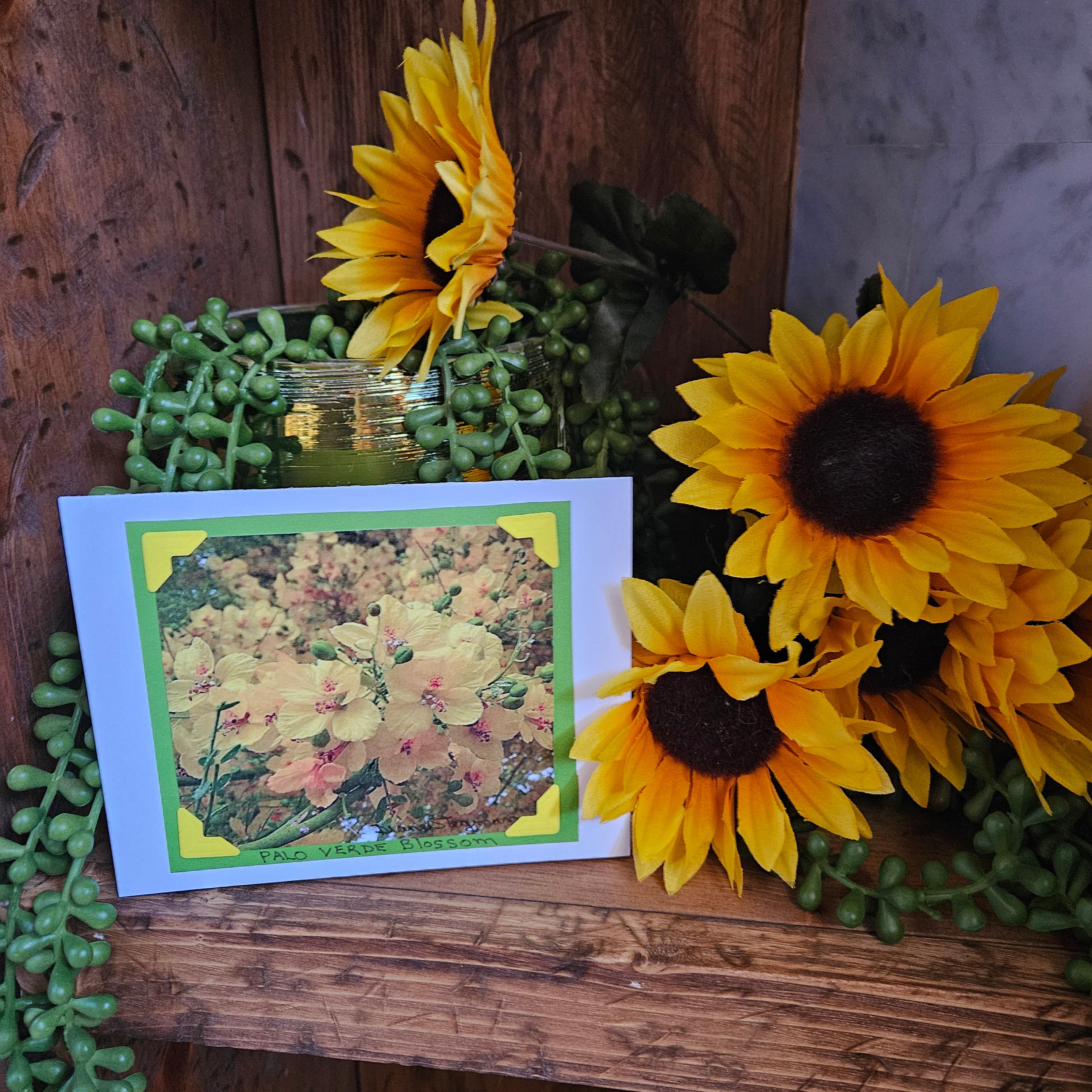 Beautifully Hand Crafted Custom Created Greeting Card Series by Diane Stegman "Palo Verde Blossom"
