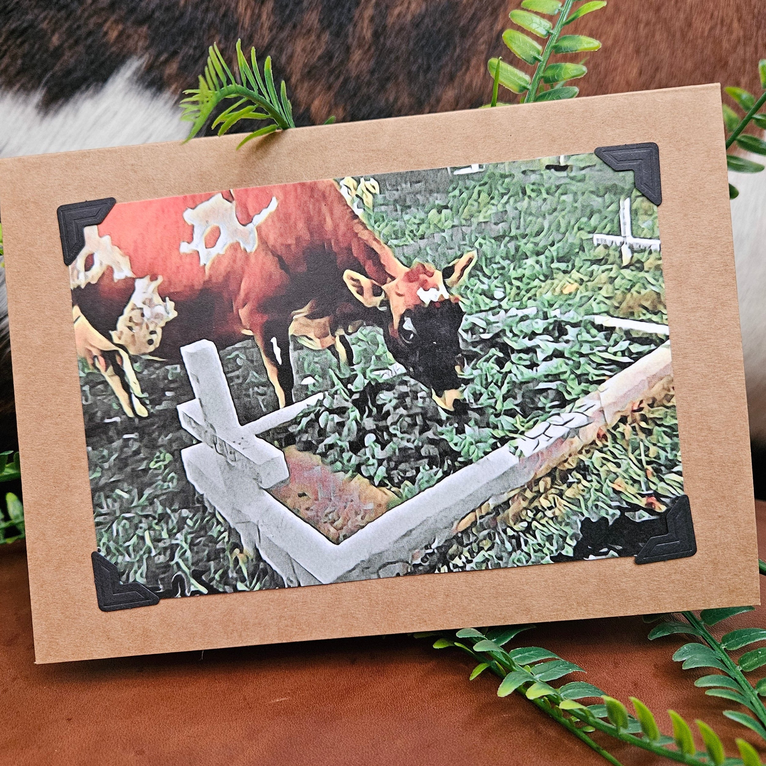 Beautifully Hand Crafted Custom Created Greeting Card Series by Diane Stegman "Happy Cow"
