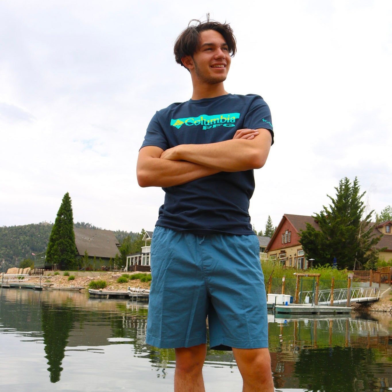 Columbia PFG Graphic Tee Shirt Navy Blue