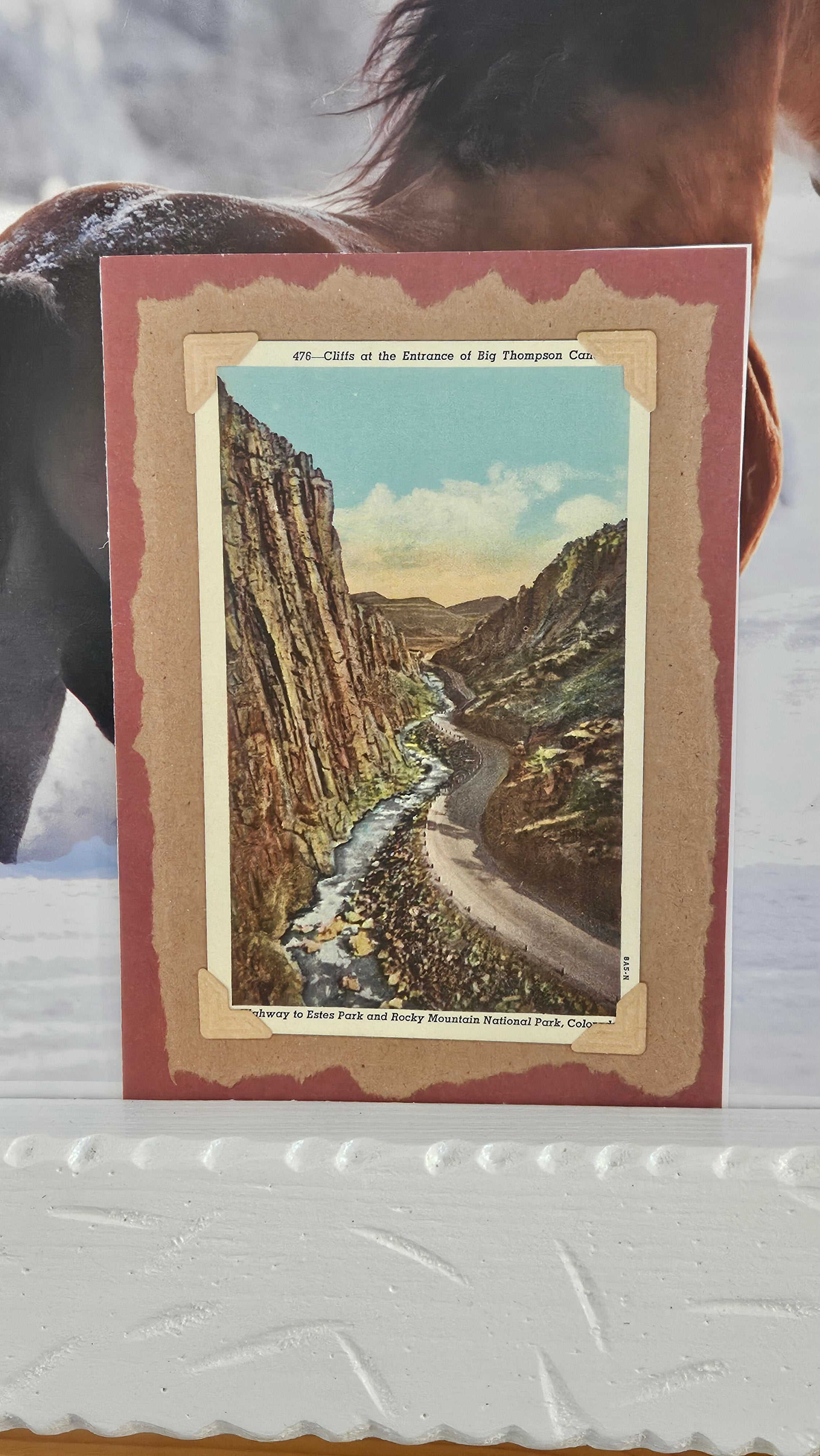 Beautifully Hand Crafted Custom Created Greeting Card Series by Diane Stegman "Cliffs at the Entrance of Big Thompson Canyon"
