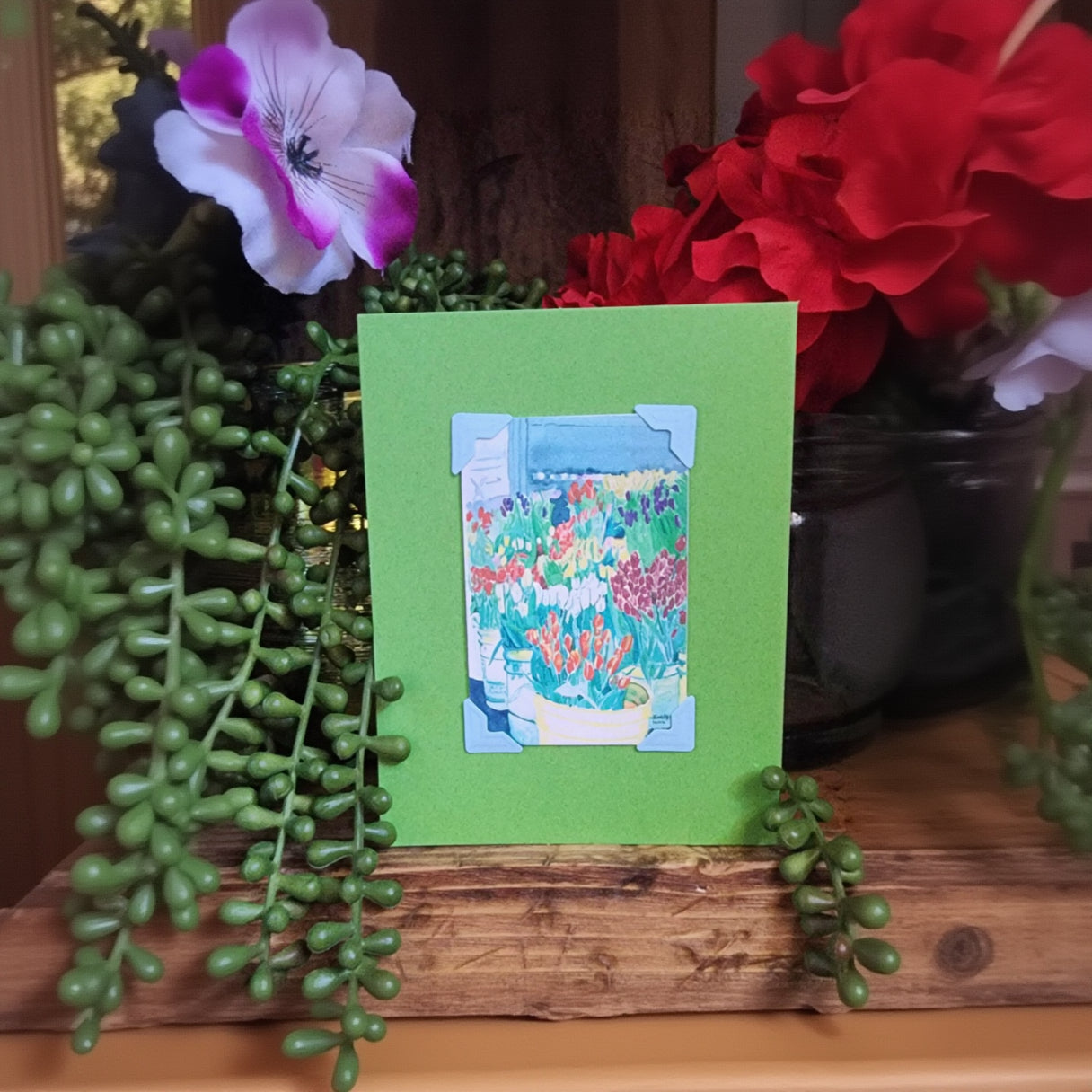 Beautifully Hand Crafted Custom Created Greeting Card Series by Diane Stegman "Flower Pots"