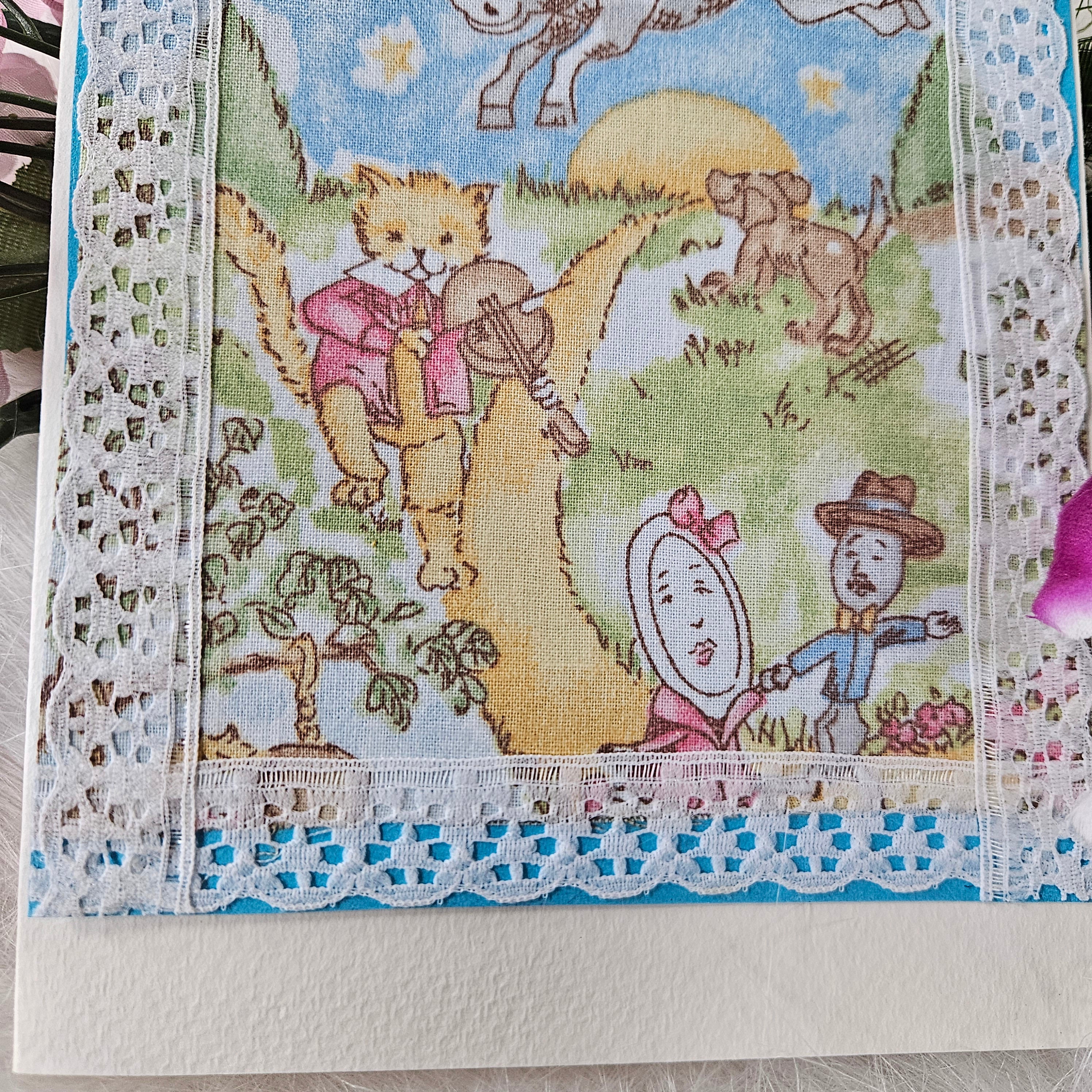 Beautifully Hand Crafted Custom Created Greeting Card Series by Diane Stegman "Musical Cat"