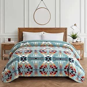 Pendleton Sherpa Soft Fleece Throw Blanket King Legend Lake Aqua New
