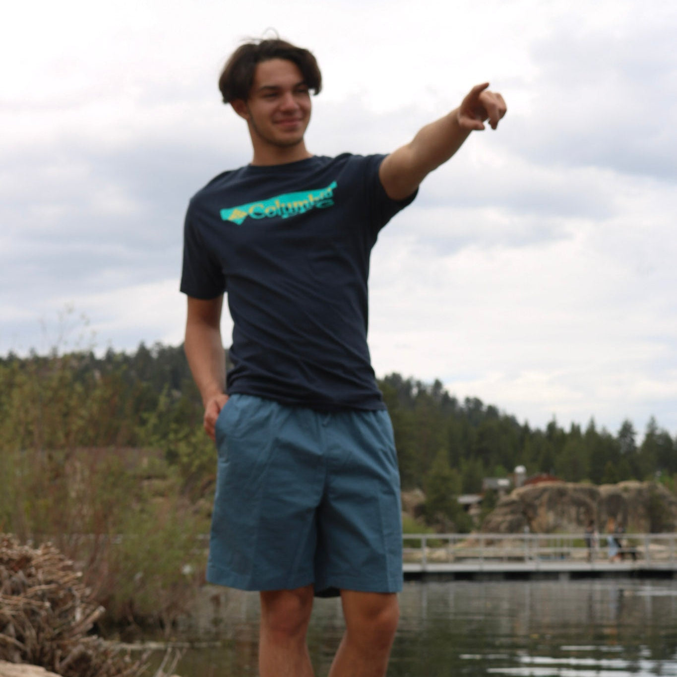 Columbia PFG Graphic Tee Shirt Navy Blue