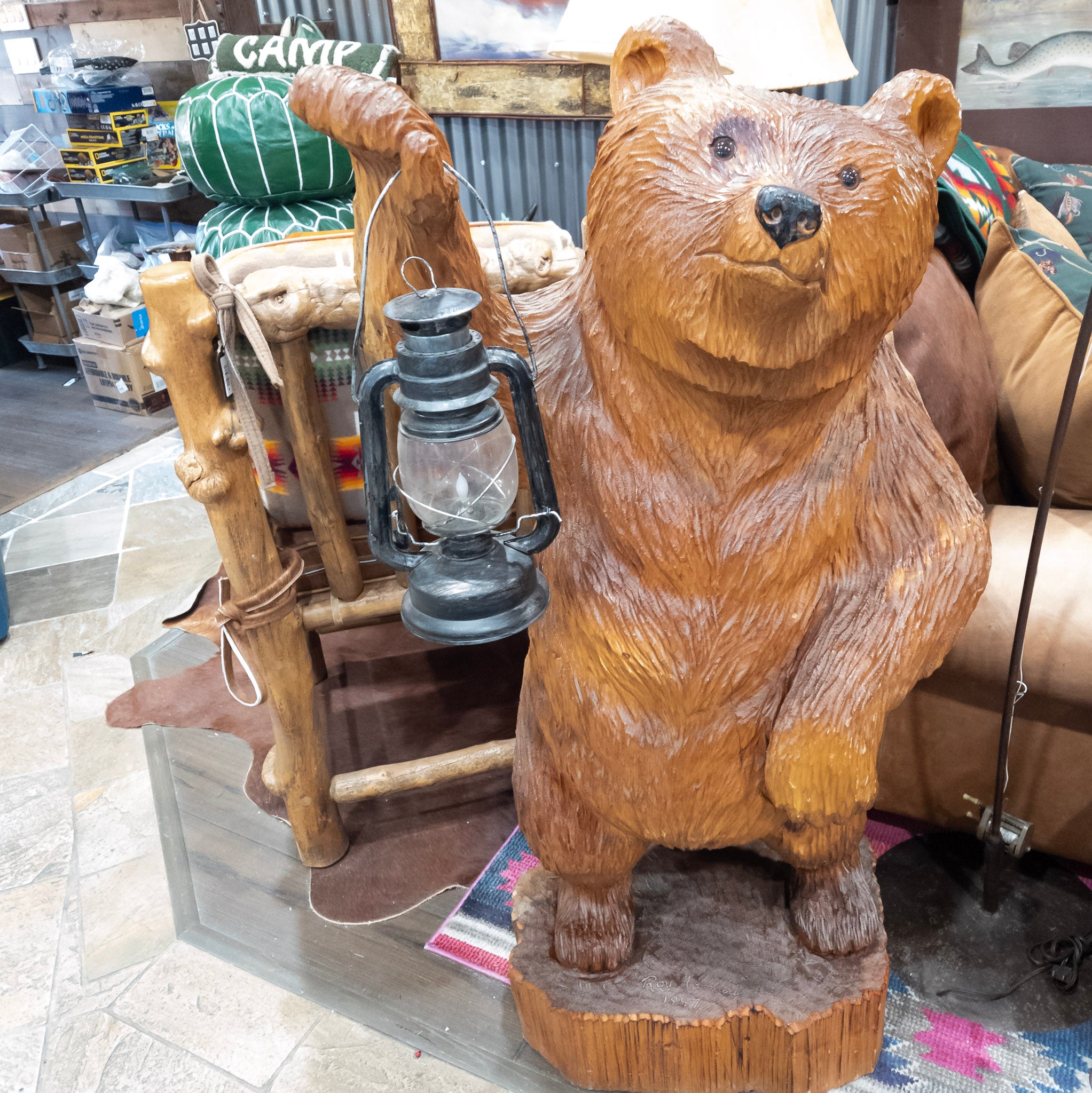 original hand carved wooden bear by Ray Hamari (1997)