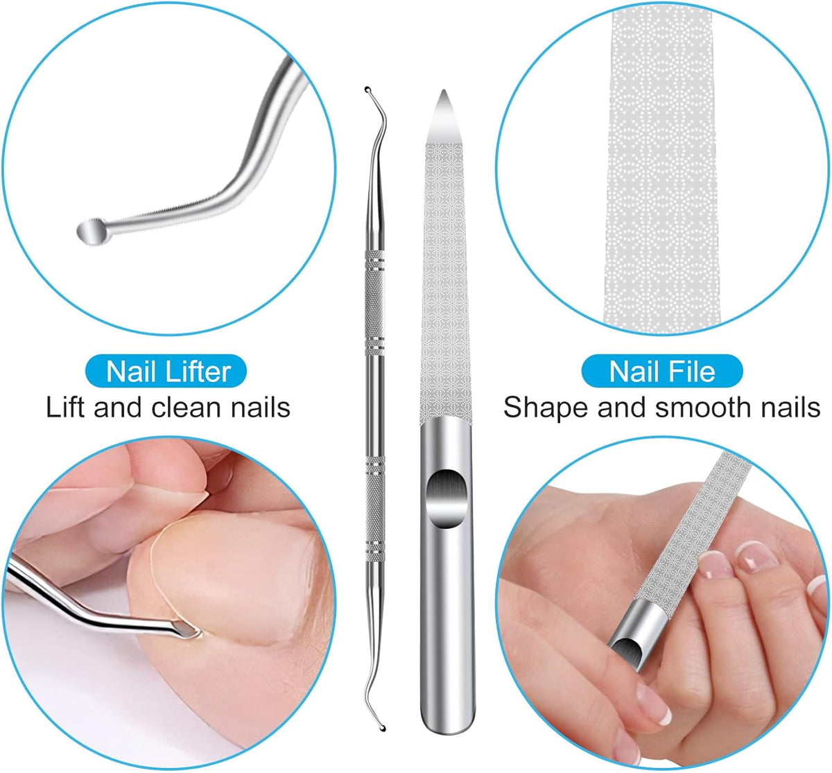 DR.MODE 5-Piece Heavy Duty Toenail Clipper Set for Thick Nails | Professional Ingrown Nail Care Kit