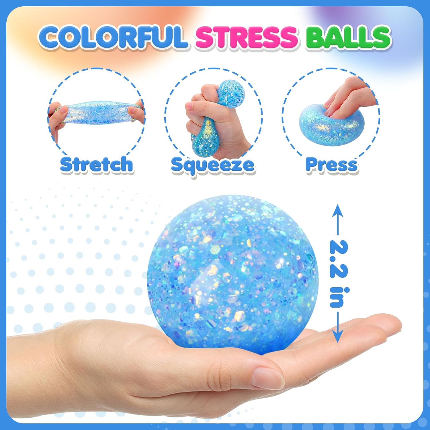 6-Pack Sensory Stress Squeeze Balls Set – Squishy Fidget Balls for Kids & Adults | Stretch, Pull & Stress Relief Toys