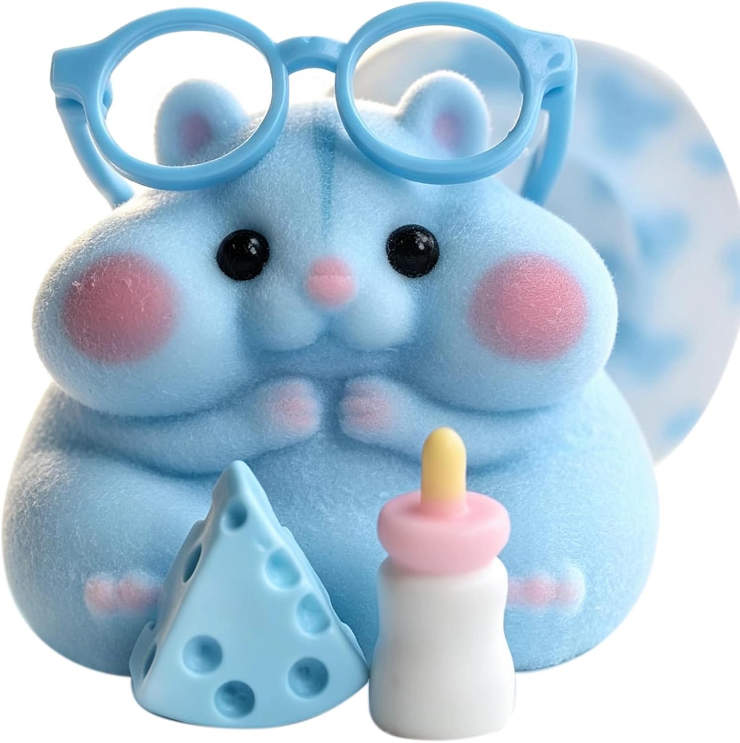 Handmade Blue Taba Squishy Hamster Toy with Glasses – Soft Sensory Stress Relief Fidget Toy