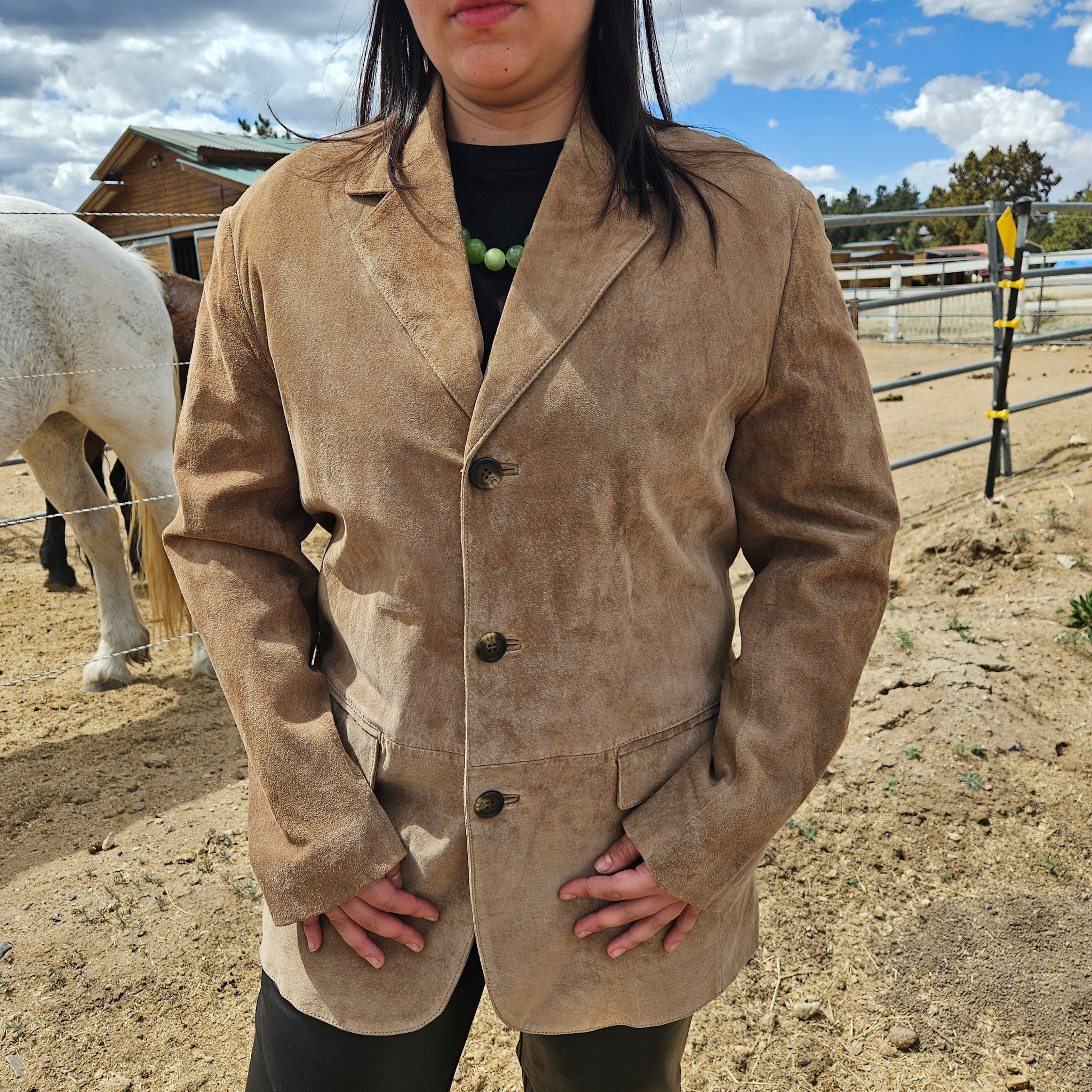 Vintage 80's Pendleton Unisex Camel Tone Pig Leather Blazer Size M