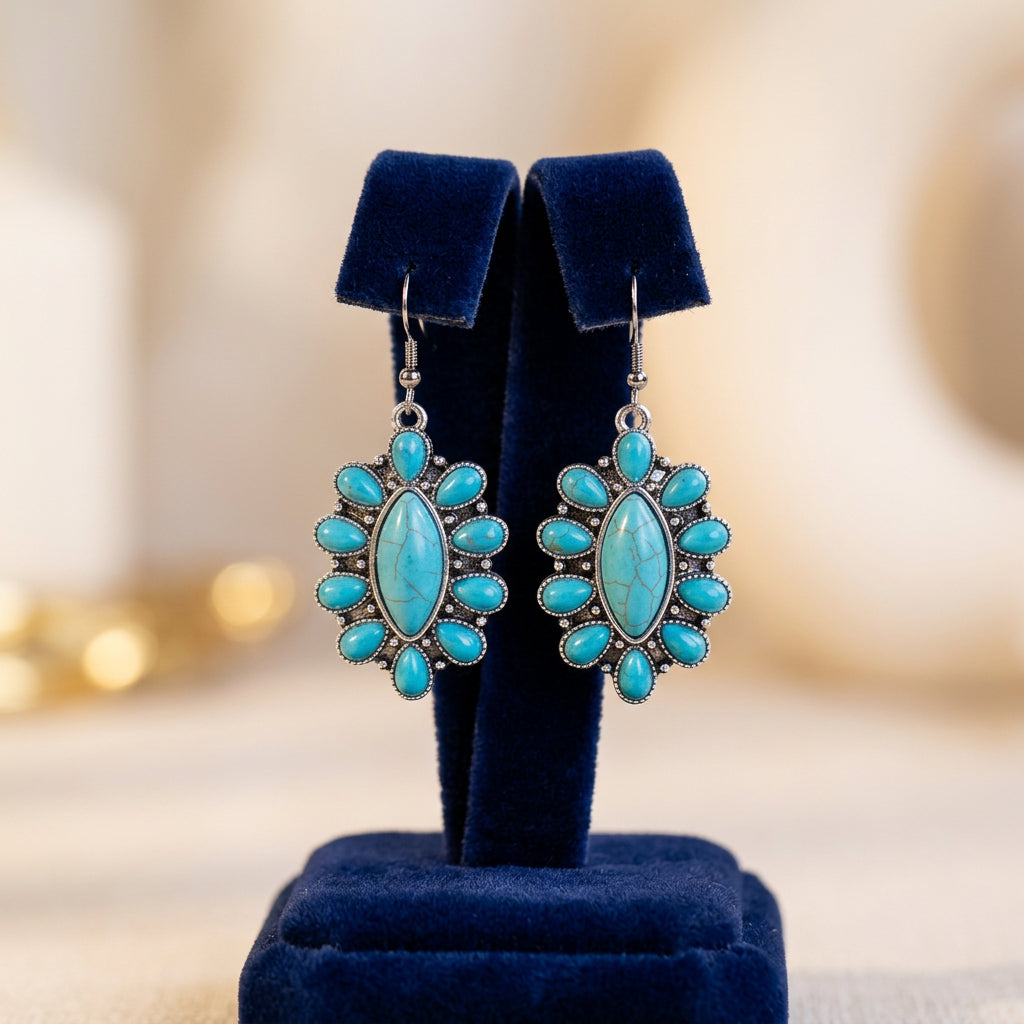 Rustic Couture’s Southwestern Turquoise-Style Necklace & Earrings Set