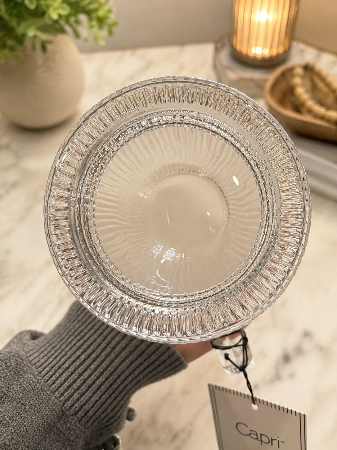 Capri Ribbed Clear Glass Pitcher