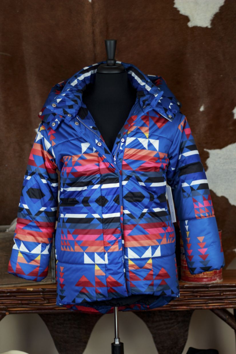 Aqua x Pendleton Puffer Jacket Womens Small Hooded Southwestern Winter Coat