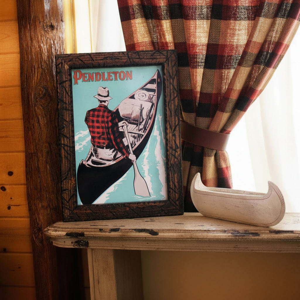Pendleton-Inspired Canoe Outdoorsman Steel Wall Sign, 15.5 x 21