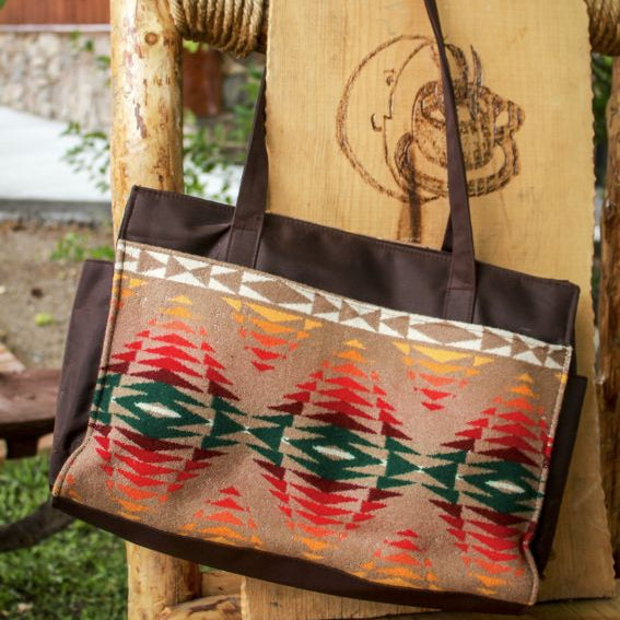 Pendleton Bag - Brown Leather with Soft Tan and Colorful Sides