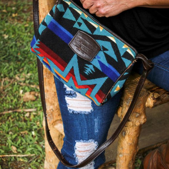 Vintage Pendleton Southwestern Wool Blend Single Strap Sling Bag Purse