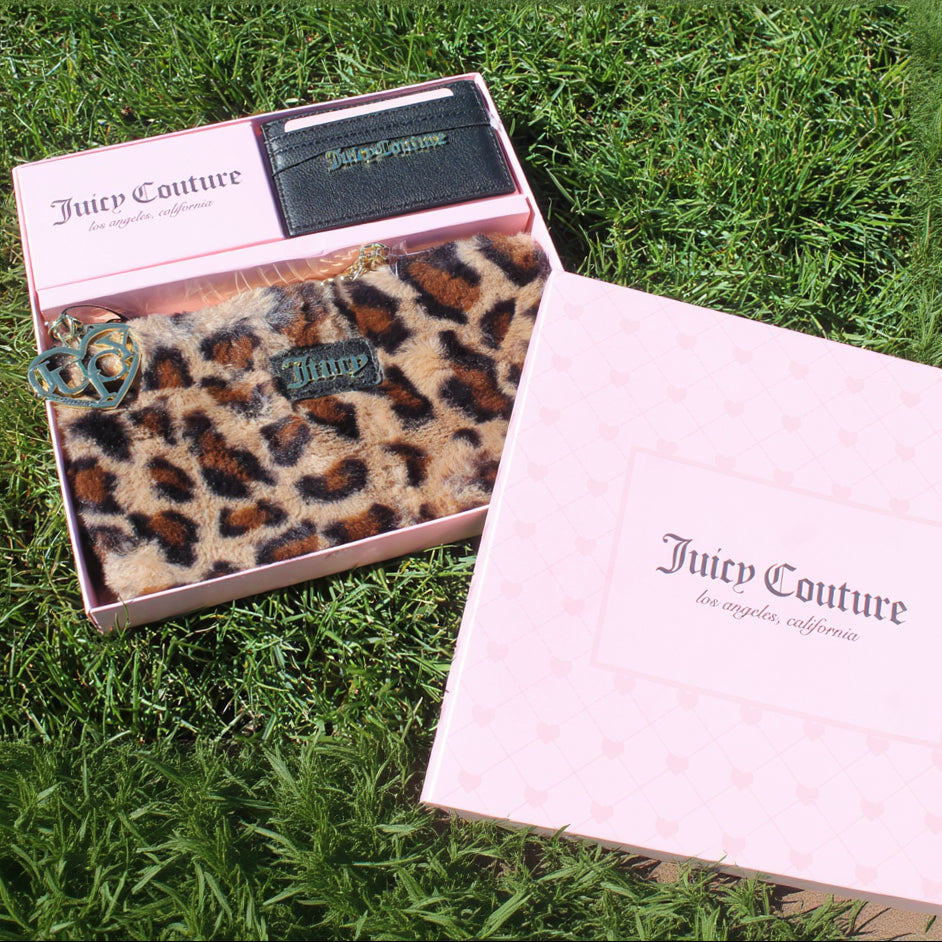 Juicy Couture Leopard Print Clutch and Wallet Gift Set