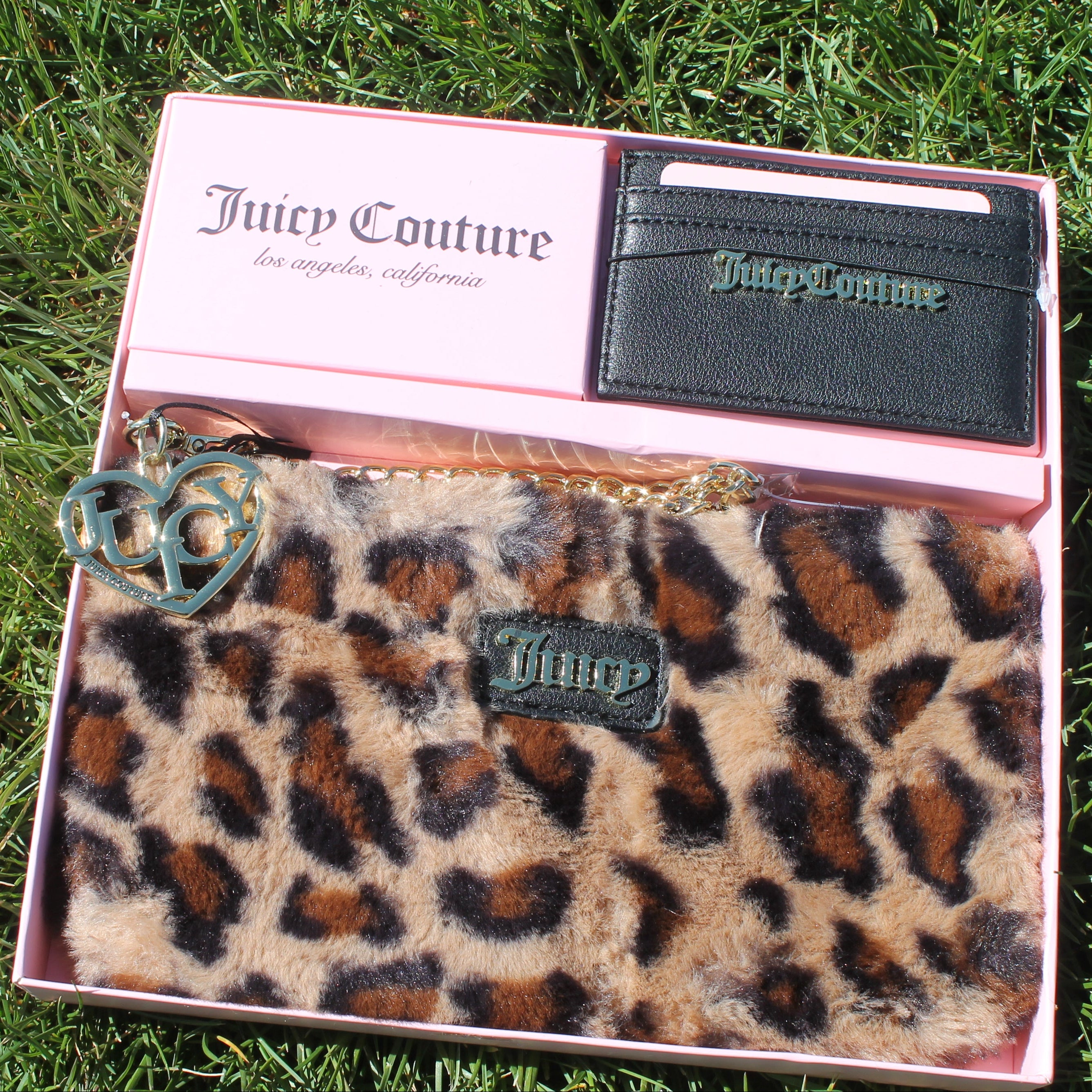 Juicy Couture Leopard Print Clutch and Wallet Gift Set
