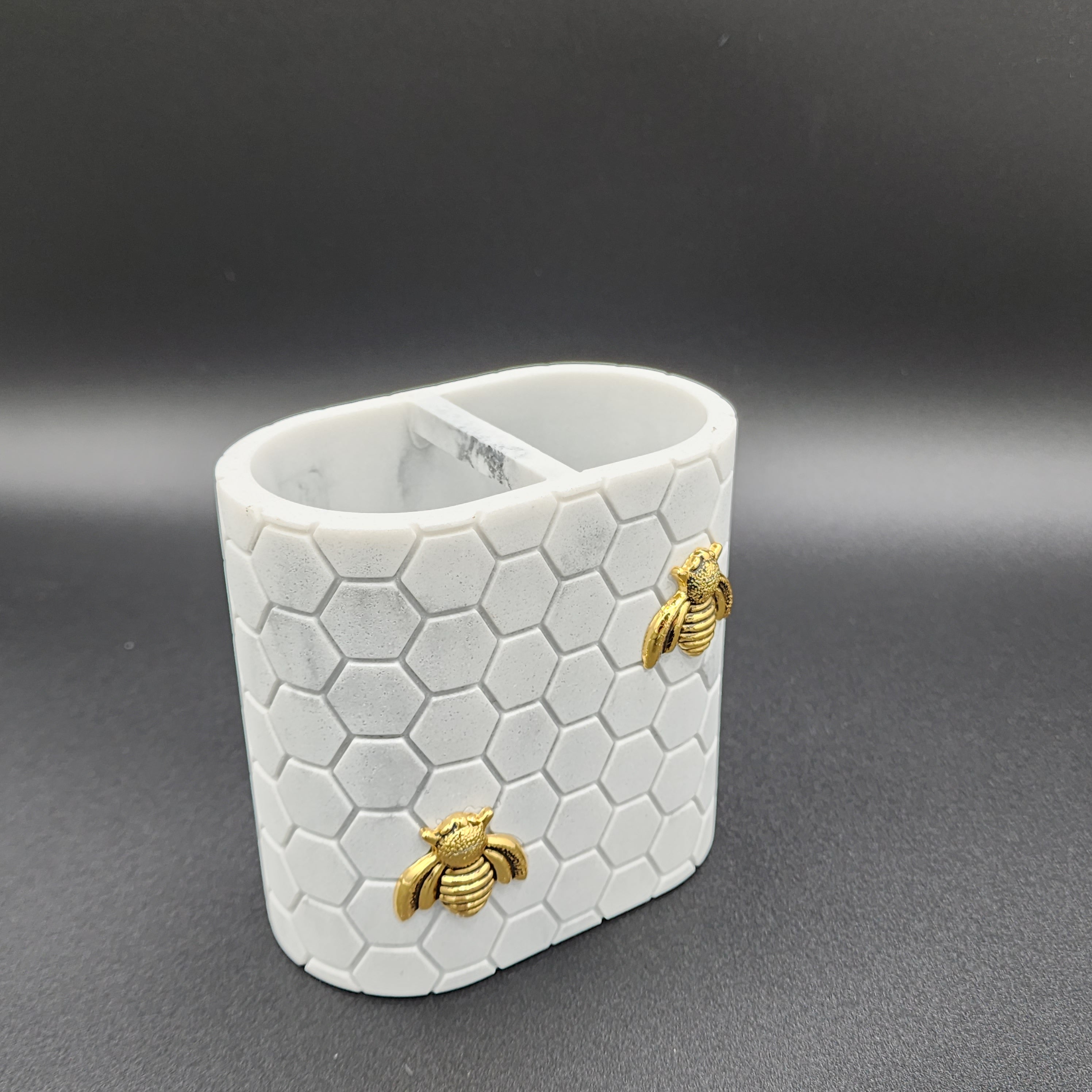 Caro Home - Marble Honeycomb with Gold Bee Accents