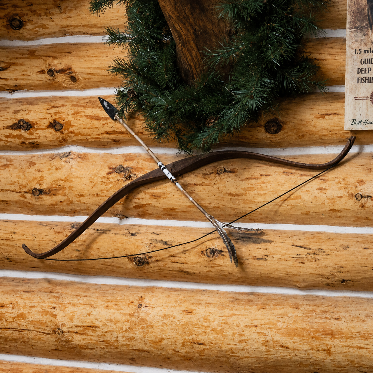 Vintage 1930's-1940's Native American Recurve Bow and Arrow Set