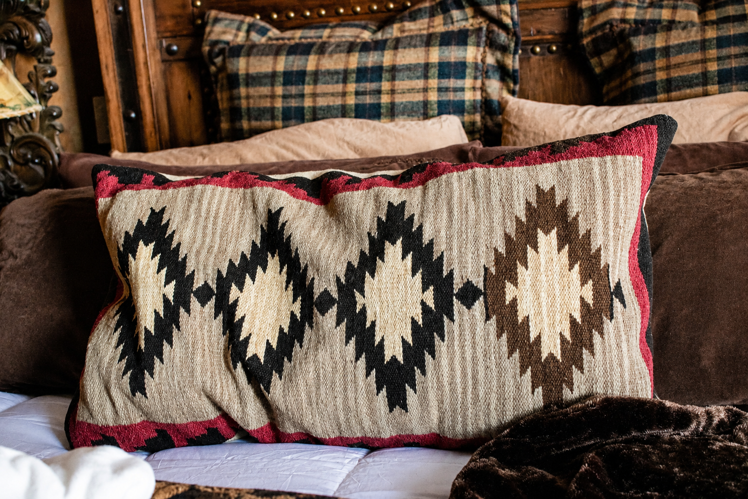 Large Down Aztec Geometric Design Pillow