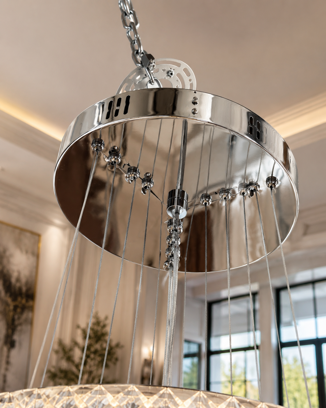 Modern 4-Ring Adjustable LED Crystal Chandelier