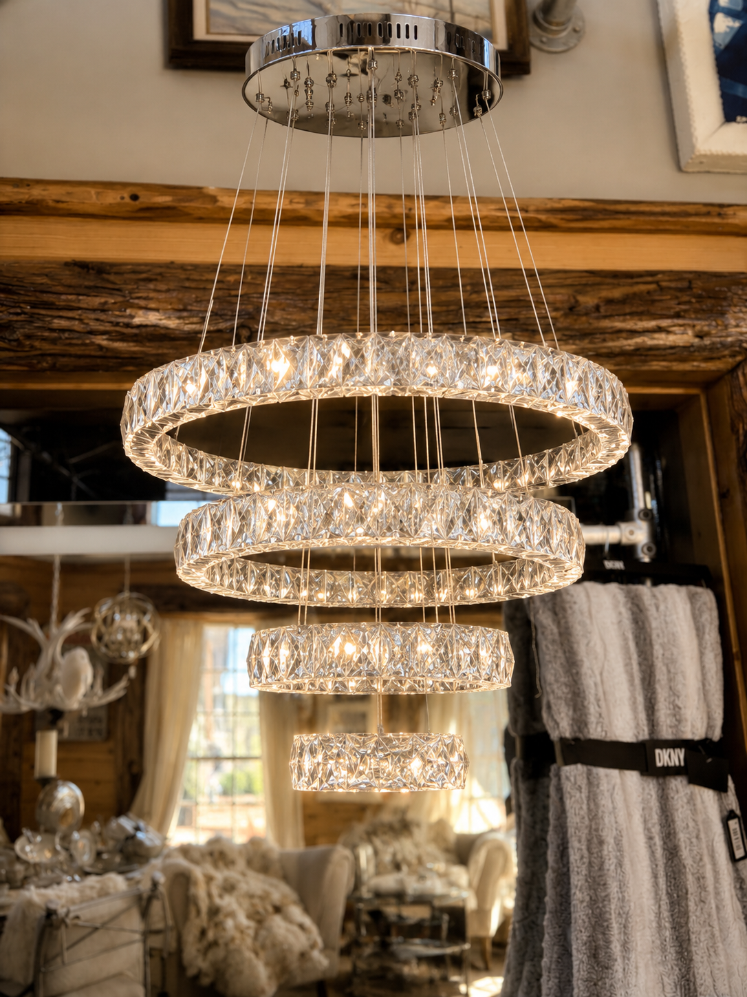 Modern 4-Ring Adjustable LED Crystal Chandelier