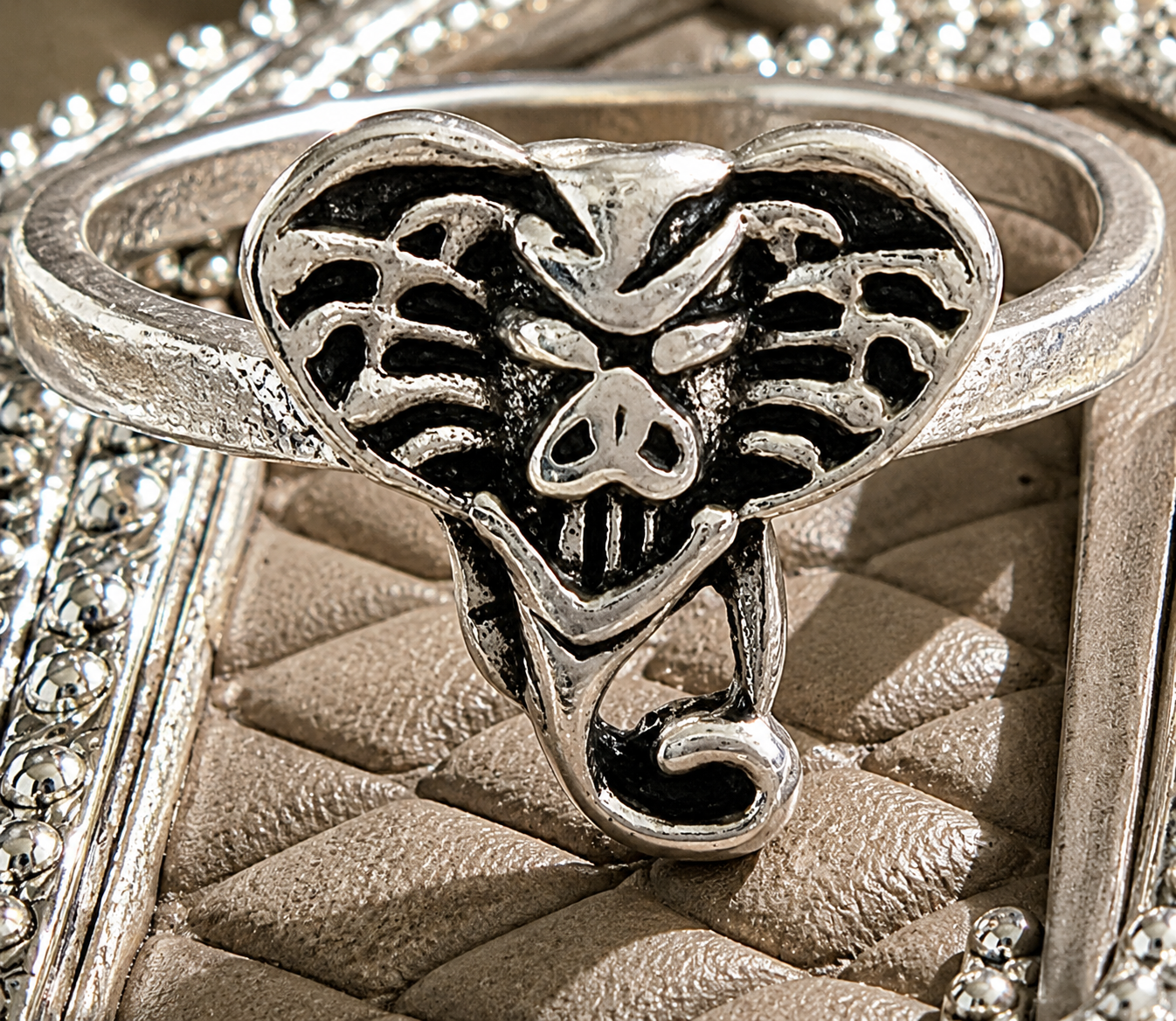Silver-Plated Elephant Heart Ring – Size 5