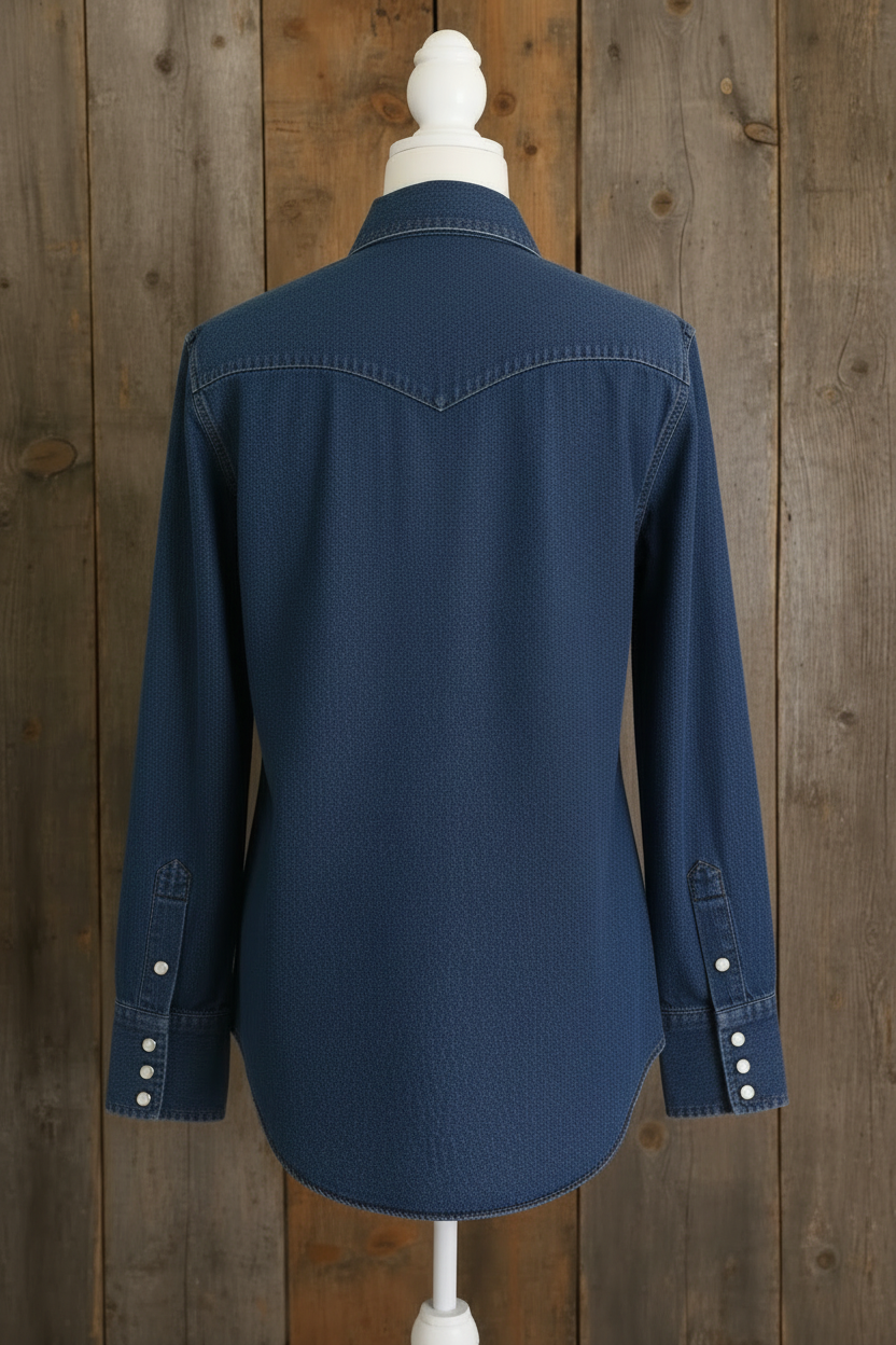 Wrangler Denim Western Snap Shirt | Men's 17½-35 | Regular Fit | Long Tails | Pearl Snap Button-Up