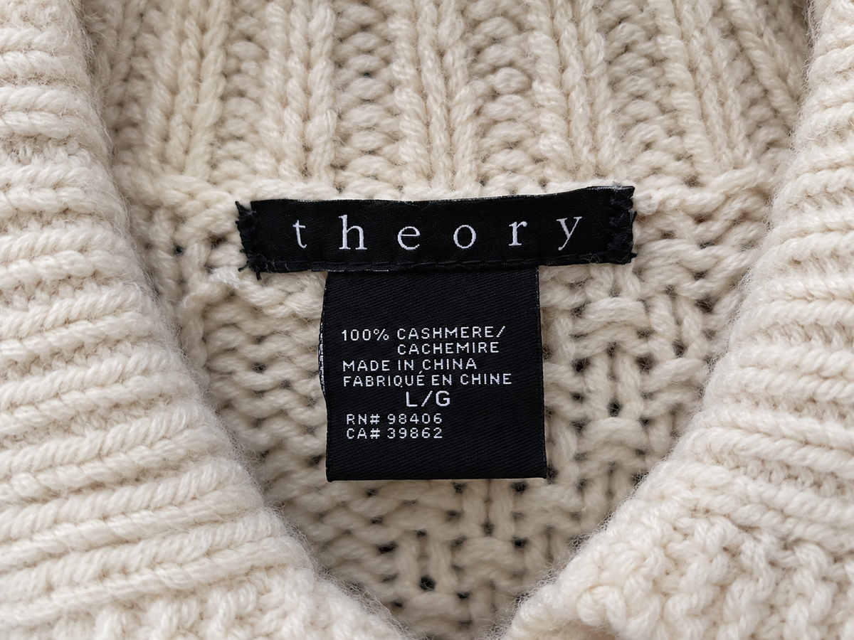 Theory 100% Cashmere Cable Knit Cardigan Size L