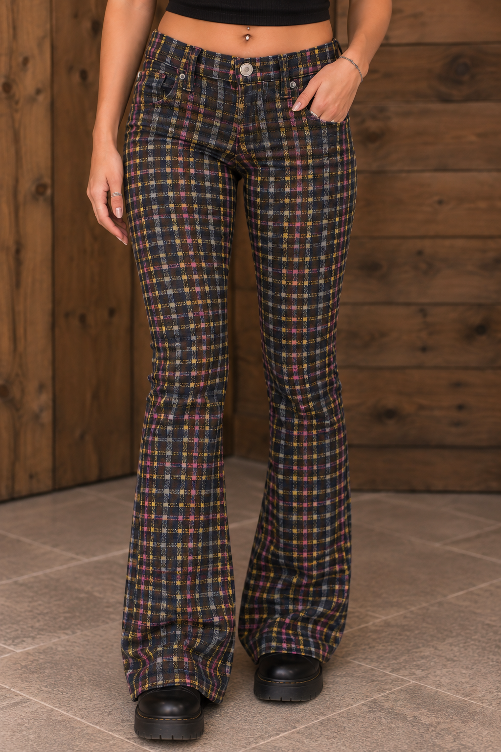 American Eagle Size 2 Plaid Flare Pants
