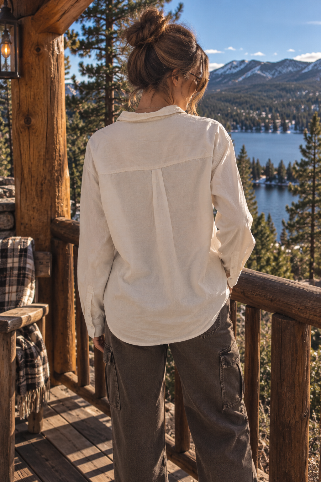 Ellen Tracy Women's Ivory Linen-Blend Button Front Shirt – Relaxed Fit