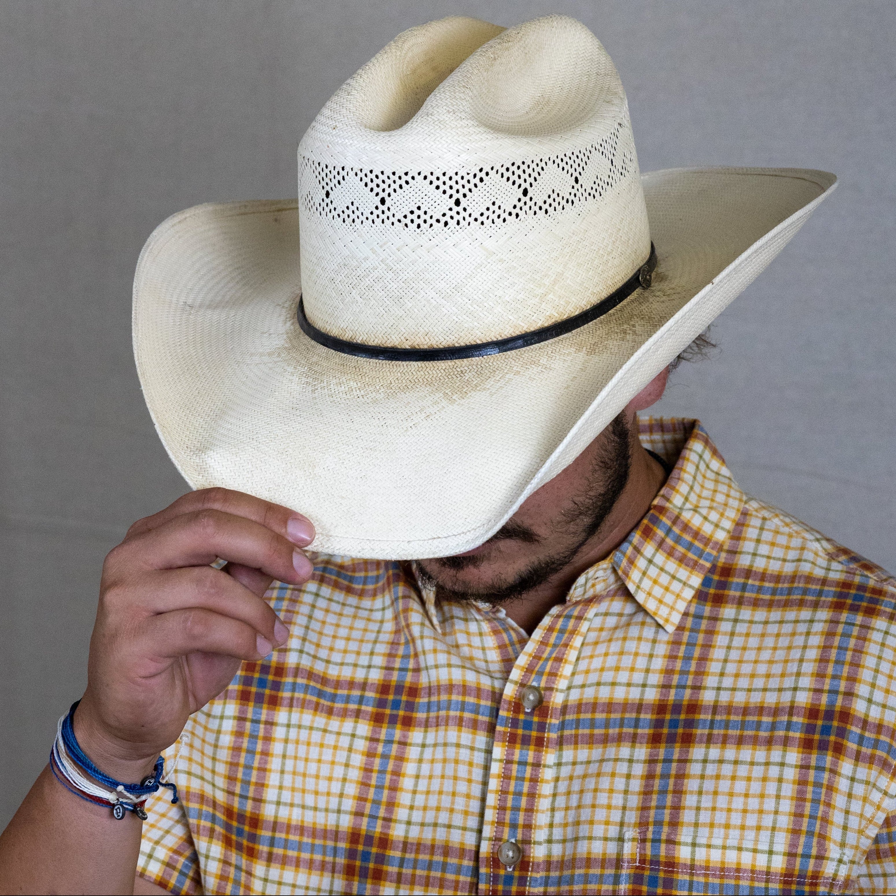 Vintage Resistol White Straw Cowboy Hat Size 7 1/2