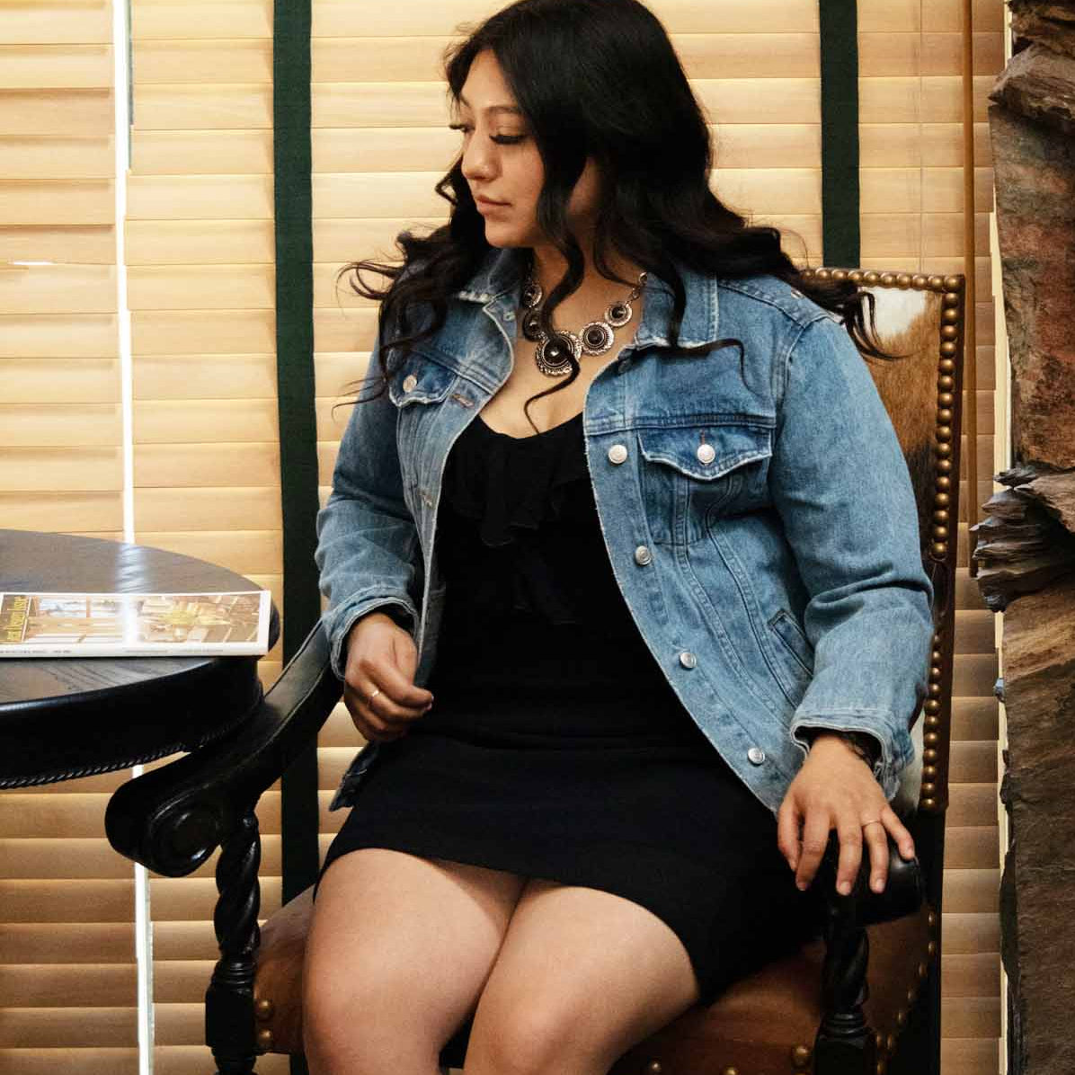Signature 8 Custom Denim Jacket with Eyelets Covering The Back Panel Size S/M