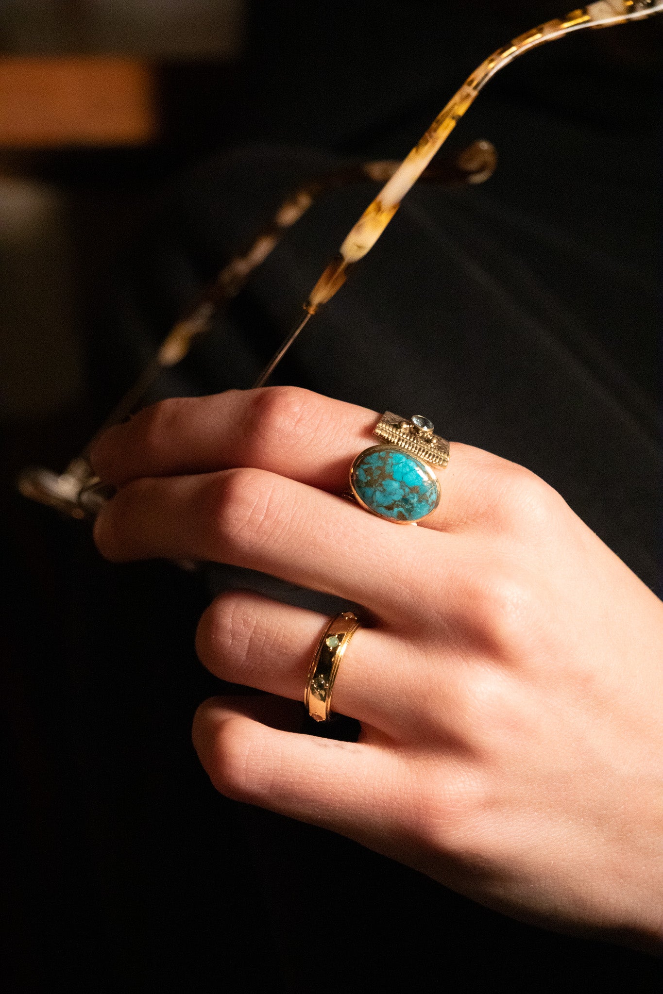 Blue Copper Turquoise 925 Sterling Silver Handmade Ring Size 8