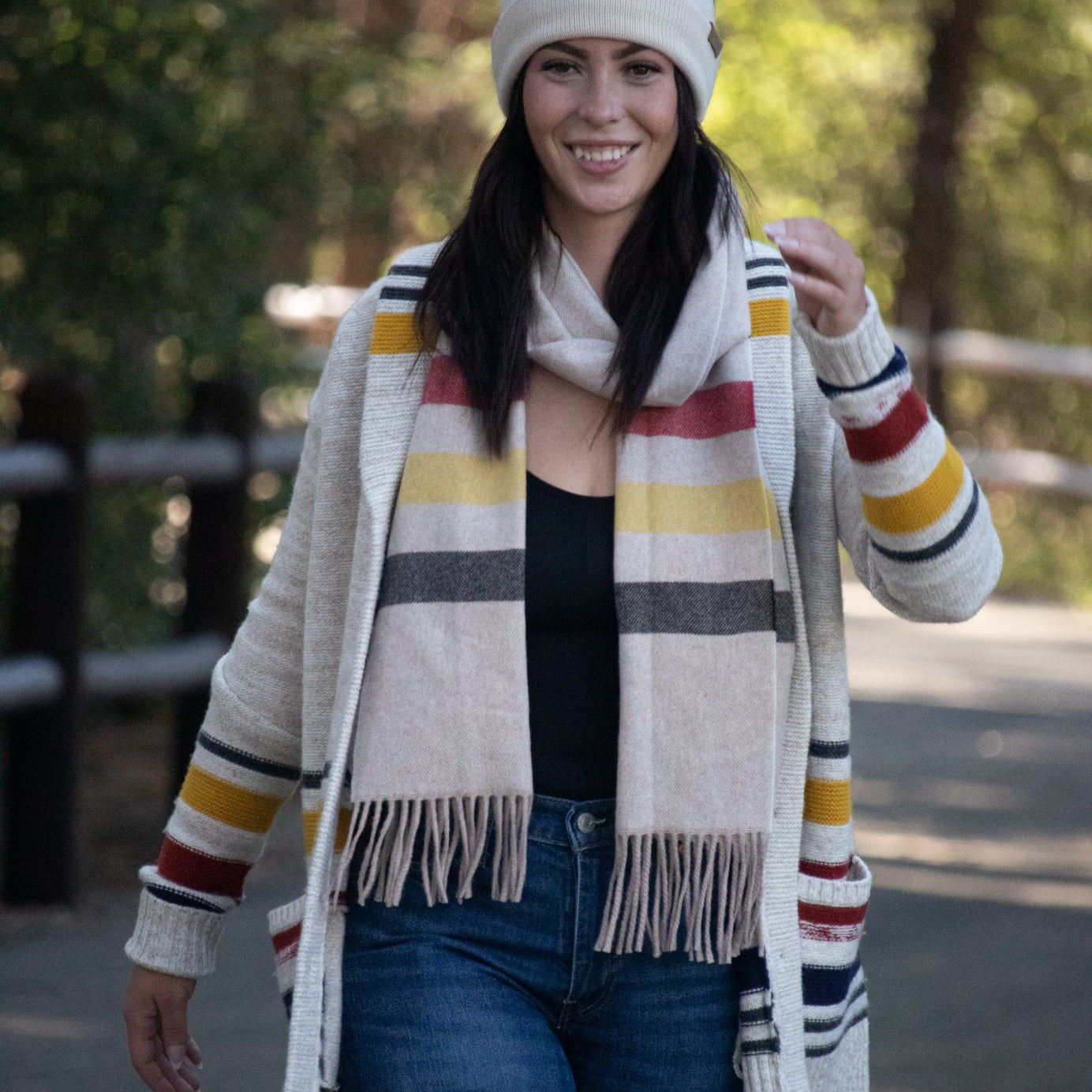 Pendleton National Park Collection Whisper Wool Muffler Scarf Glacier Stripe