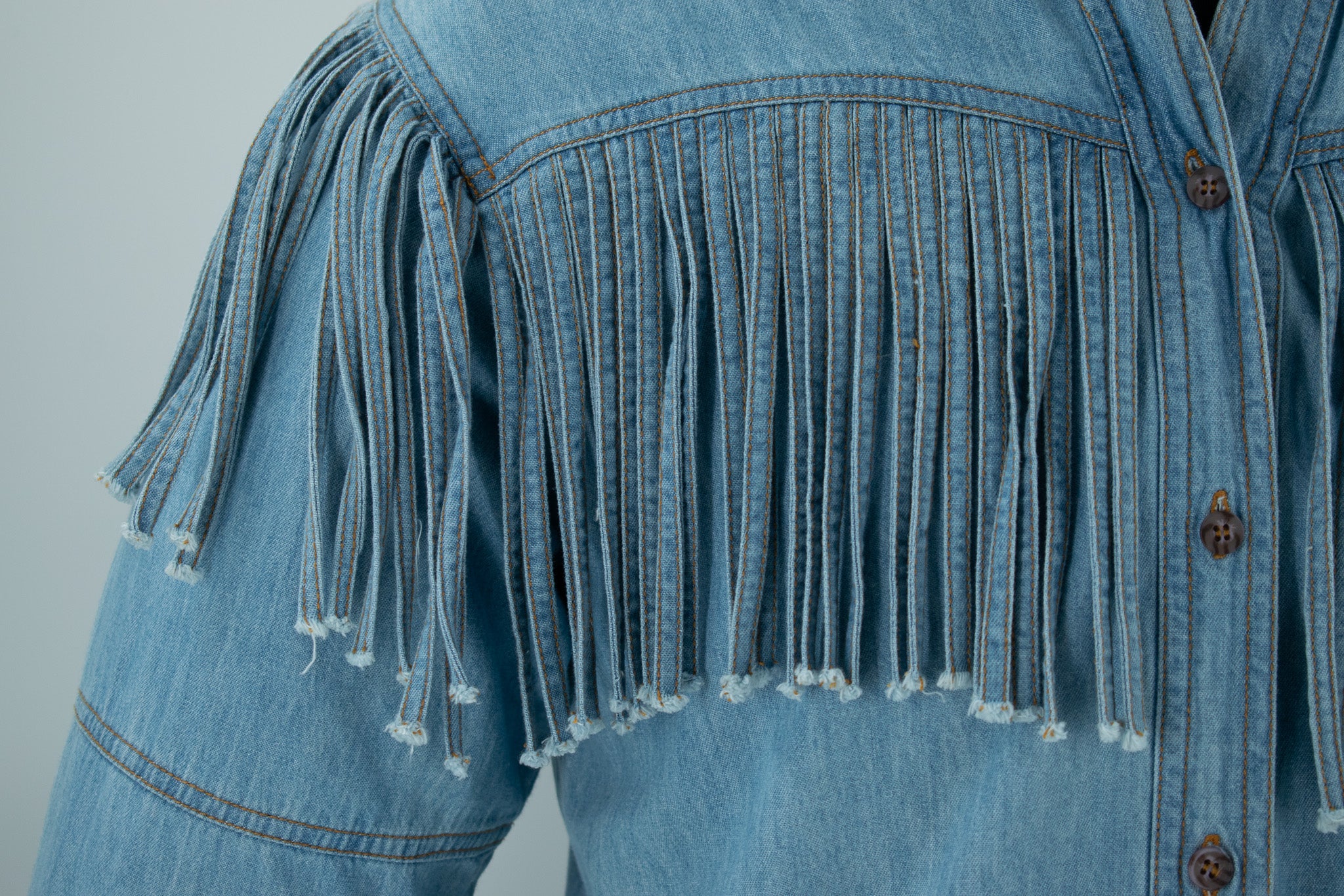 Palmer Jean Denim Jacket with Fringe Size Small