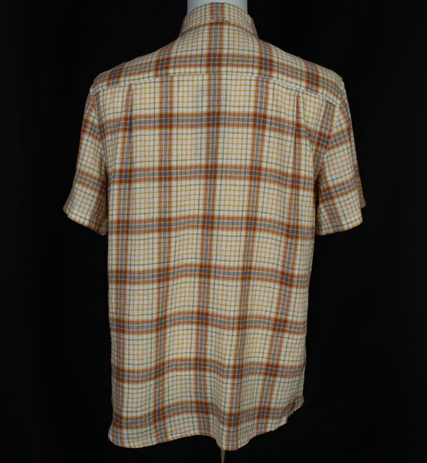 Pendleton Dawson Linen Shirt - Short Sleeve Ivory/Rust Plaid Print